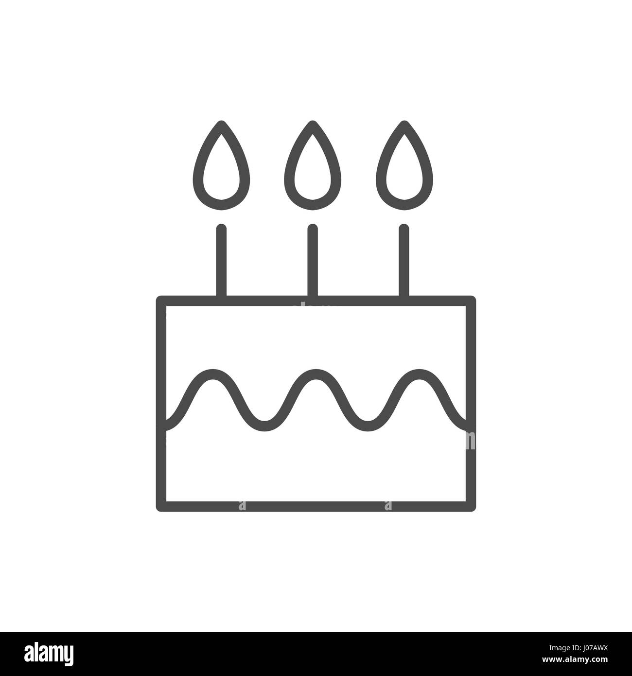 Einfachen Strich nur Geburtstag Kuchen Symbol für UI oder UX Design - Benutzer Geburtsdatum eingeben Stock Vektor