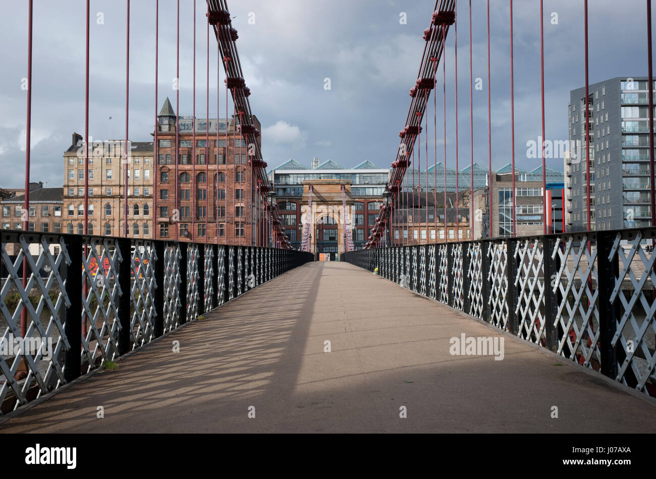 South Portland Street Suspension Bridge River Clyde, Glasgow, Schottland Stockfoto