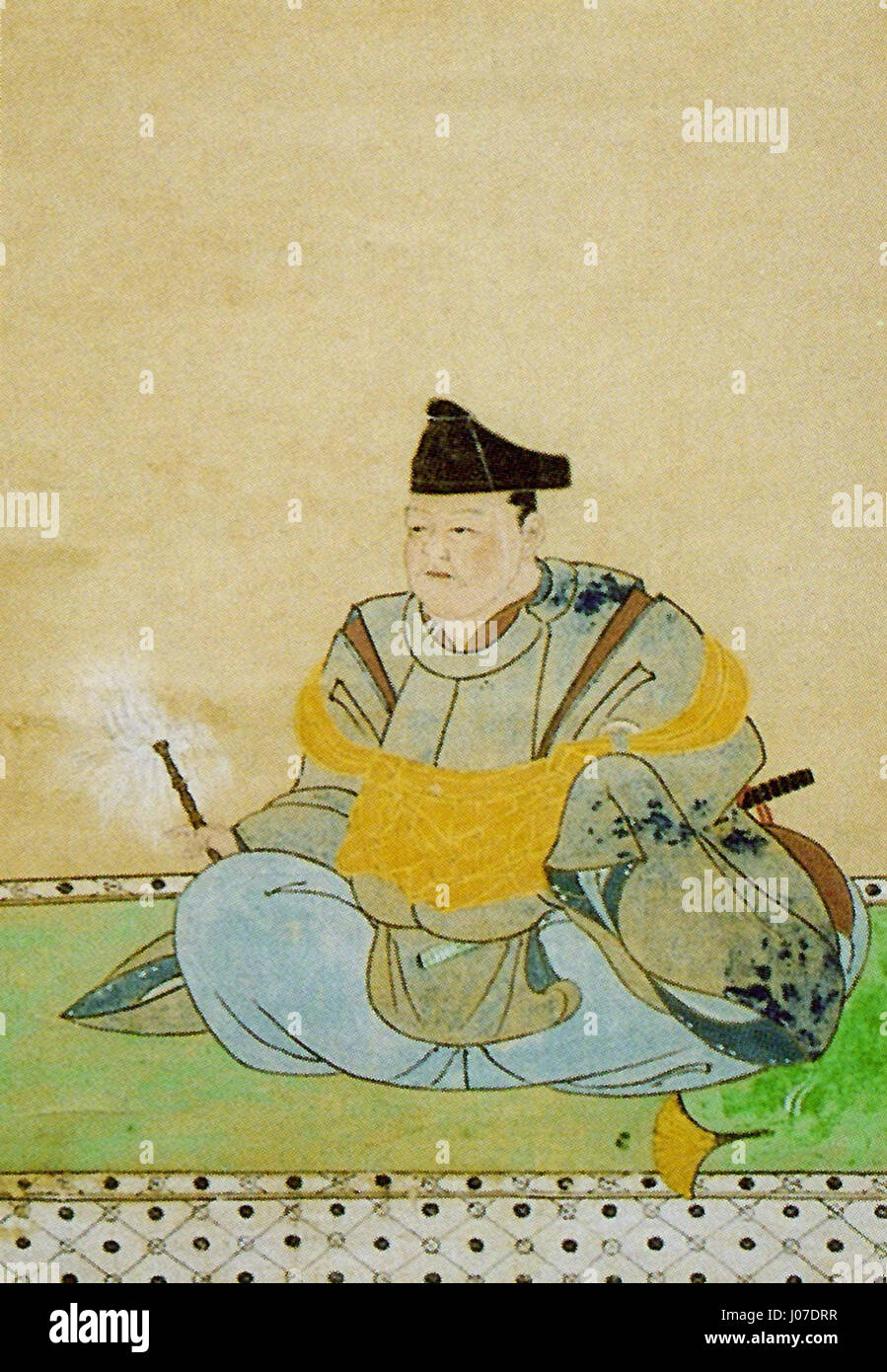 „Ryuzoji Naganobu“ ist ein traditionelles japanisches Werk des Künstlers Ryuzoji Naganobu, das wahrscheinlich historische oder kulturelle Themen durch feine Pinselarbeiten und Tuschentechniken darstellt. Das Werk reflektiert die stilistischen Elemente der japanischen Malerei und betont die Natur oder historische Figuren. Stockfoto