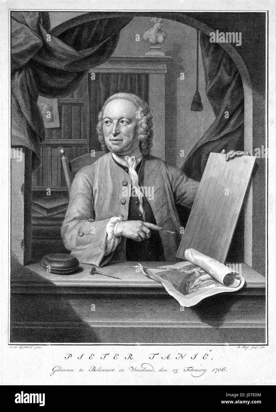 Ein Selbstporträt von Pieter Tanjé, das die Fähigkeit des Künstlers zeigt, sein eigenes Bild und seinen Charakter detailgetreu festzuhalten. Stockfoto