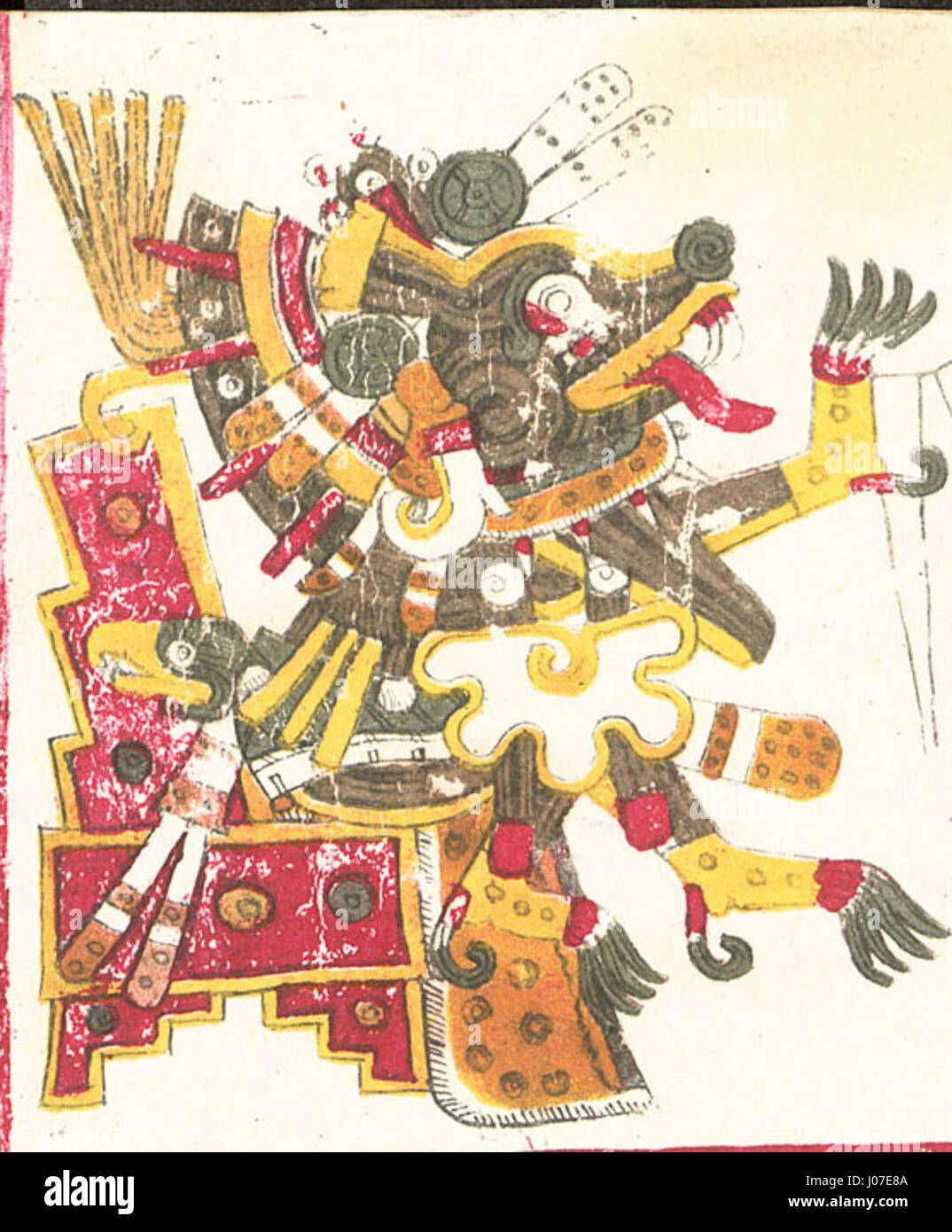 'X¢lotl' bezieht sich auf ein Werk, das eine Figur oder Figur aus der aztekischen Mythologie darstellt, möglicherweise eine künstlerische Interpretation von Xolotl, dem Gott, der mit Tod und Blitz verbunden ist. Das Stück konzentriert sich auf historische und mythologische Themen und erforscht antike Glaubenssätze und kulturelle Bedeutung. Stockfoto