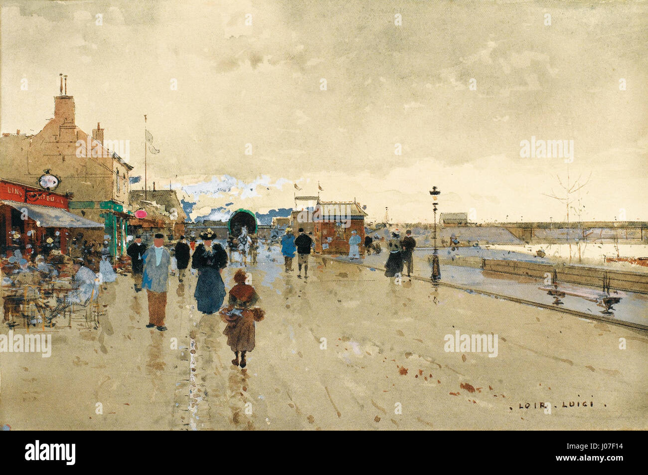 Luigi Loir Gemälde „La seine at Asnières“ fängt die landschaftliche Schönheit der seine bei Asnières ein und betont die Rolle des Flusses in der Landschaft und seine Interaktion mit der Umgebung. Stockfoto