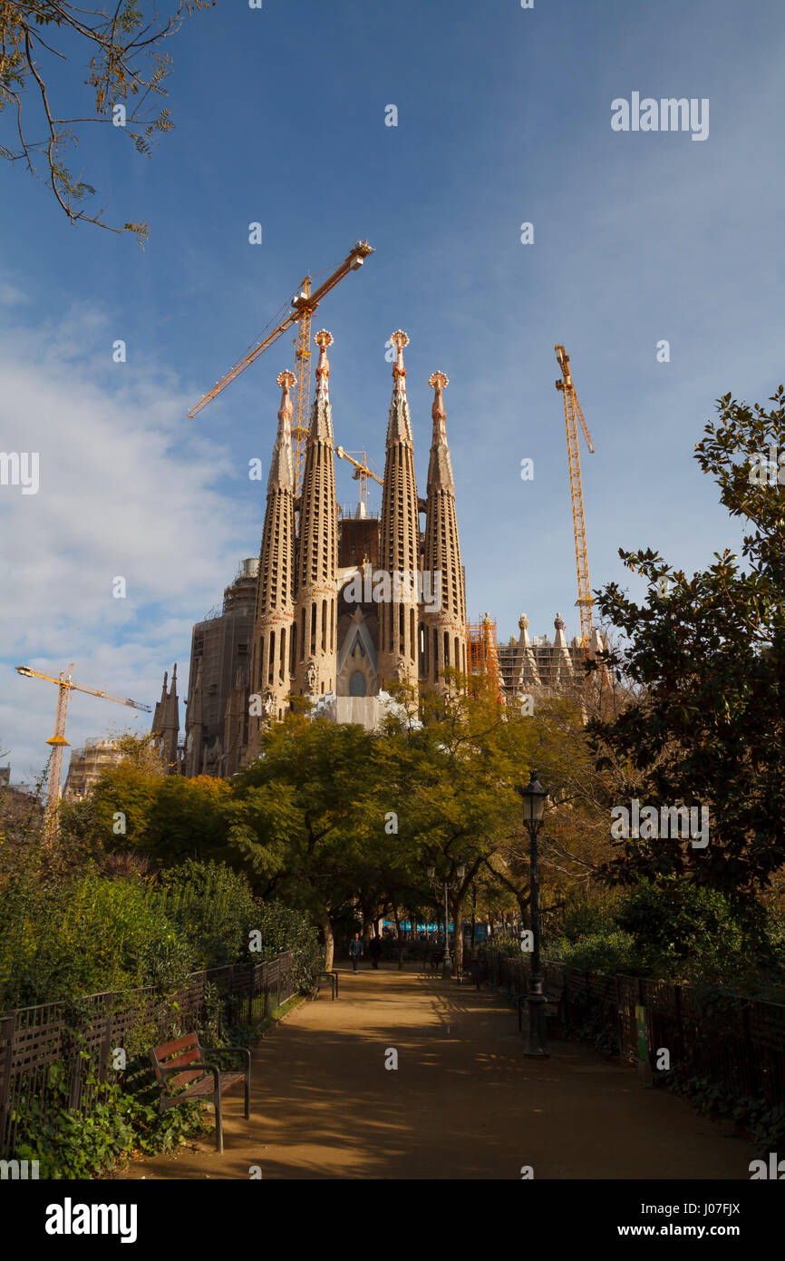 Die Sagrada Família Tempel, entworfen von katalanischen Architekten Antoni Gaudí, eine große katholische Kirche in Barcelon Stockfoto