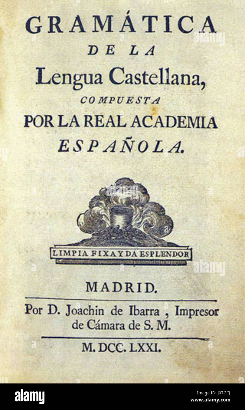 „Gramática de la lengua castellana“ ist ein klassisches Werk über die spanische Sprache, in dem die Grammatik und Struktur untersucht werden. Er ist ein wichtiger Text für das Verständnis der spanischen Linguistik und dient sowohl für Muttersprachler als auch für Sprachlernende als Referenz. Stockfoto