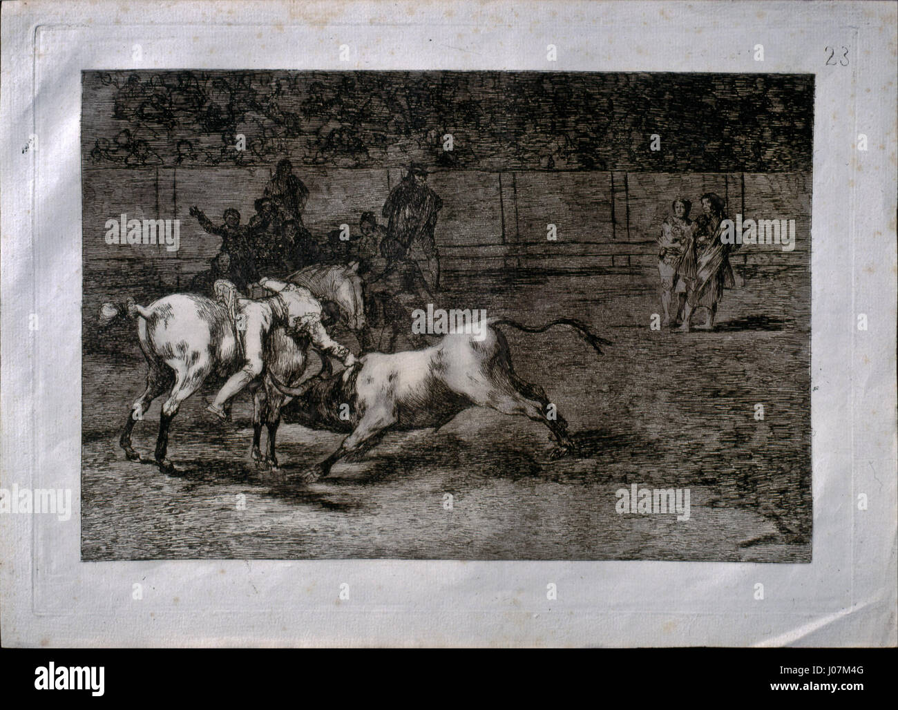 Goya y Lucientes, Francisco de - Mariano Ceballos, genannt el Indio, tötet den Stier vom Pferderücken- Stockfoto