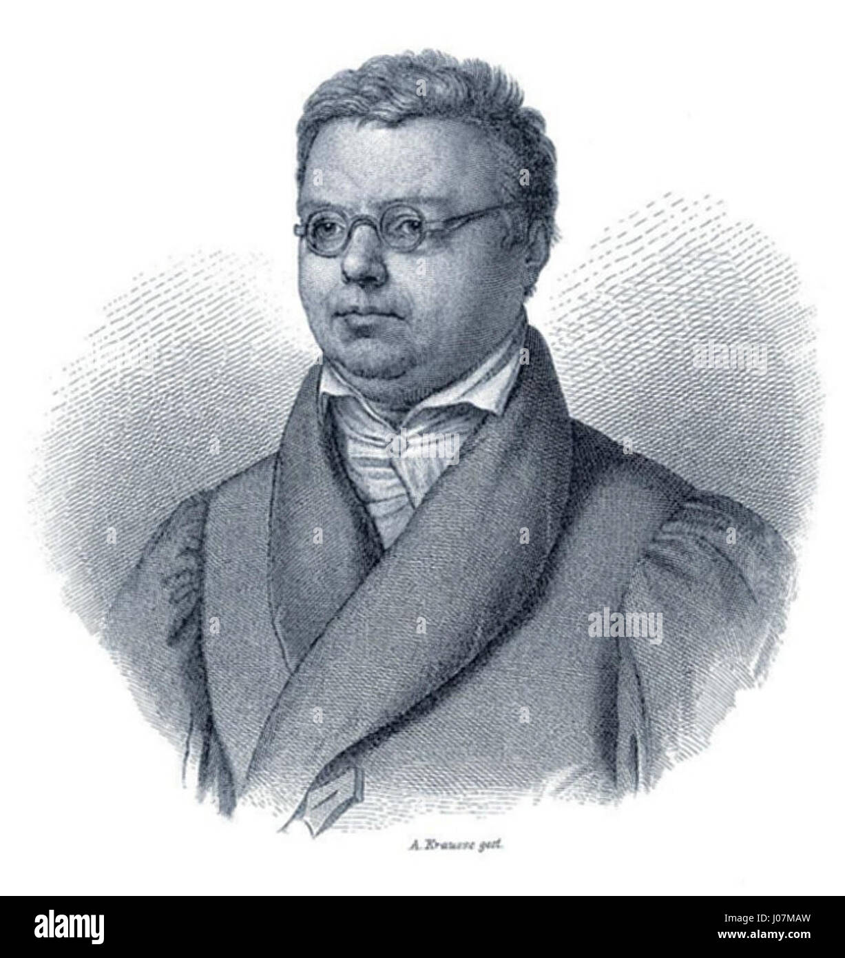 Dieses Porträt von Friedrich Arnold Brockhaus von Krauge zeigt wahrscheinlich den deutschen Verleger und Lexikographen, der die Brockhaus Encyclopedia, ein Schlüsselwerk der europäischen Geistesgeschichte, gründete. Stockfoto