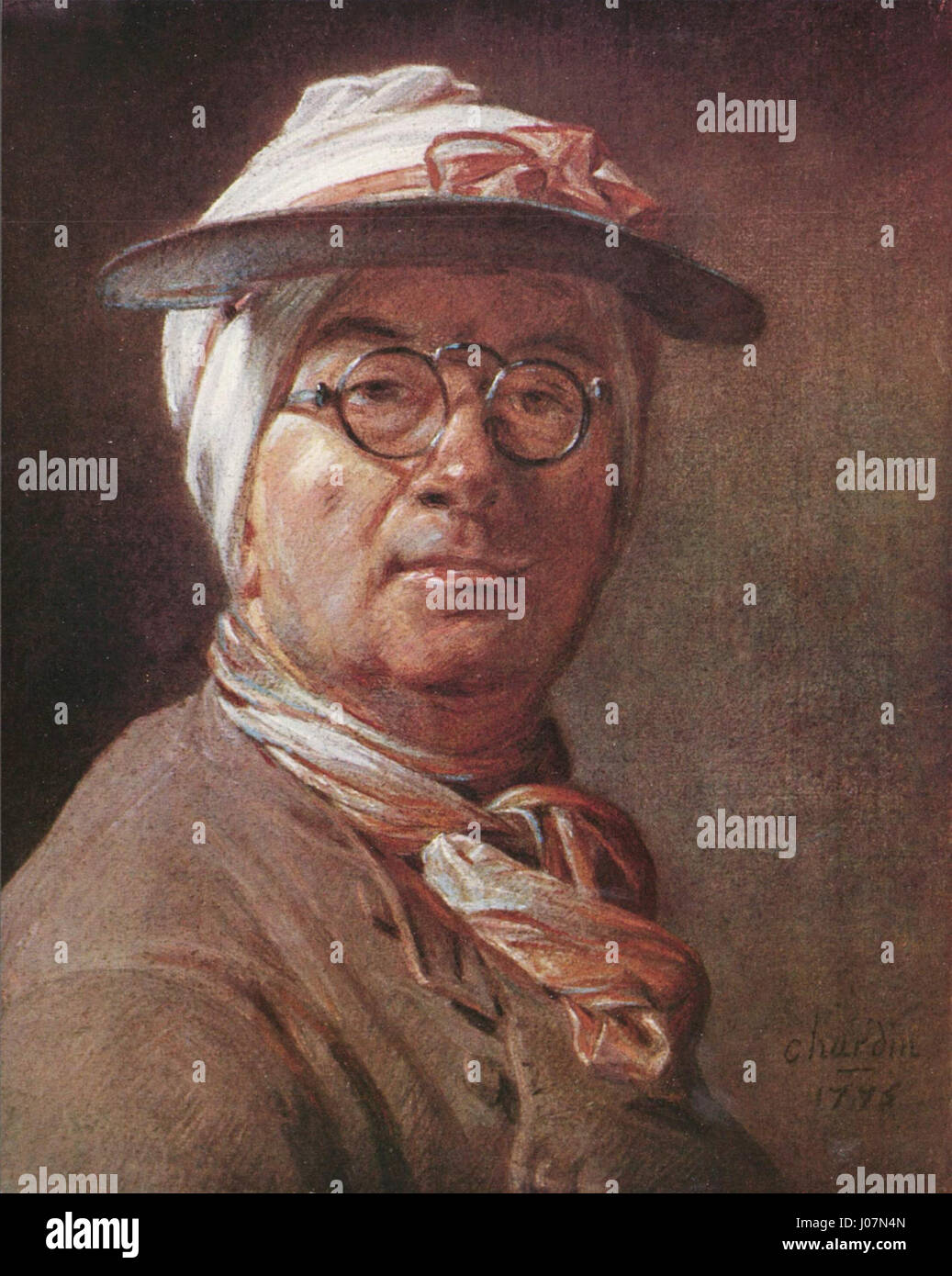 Jean-Baptiste Siméon Chardin war ein französischer Maler aus dem 18. Jahrhundert, der für seine Stillleben-Kompositionen und Hausszenen gefeiert wurde und die Schönheit von Alltagsgegenständen mit bemerkenswertem Realismus einfängt. Stockfoto