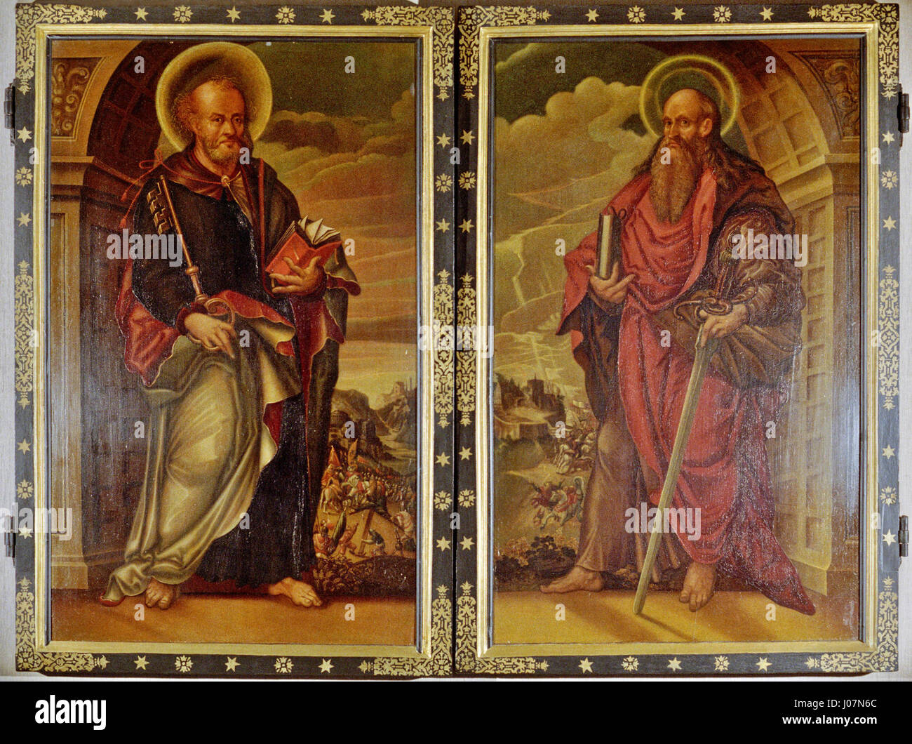 Dieses Porträt von Petrus Paulus von Hans Bör fängt den Charakter des Motivs mit detaillierten Gesichtsausdrücken und raffiniertem Stil ein. Das Gemälde spiegelt die europäische Porträttradition des 17. Jahrhunderts wider und hebt sowohl die individuelle Identität als auch das soziale Erscheinungsbild dieser Zeit hervor. Stockfoto