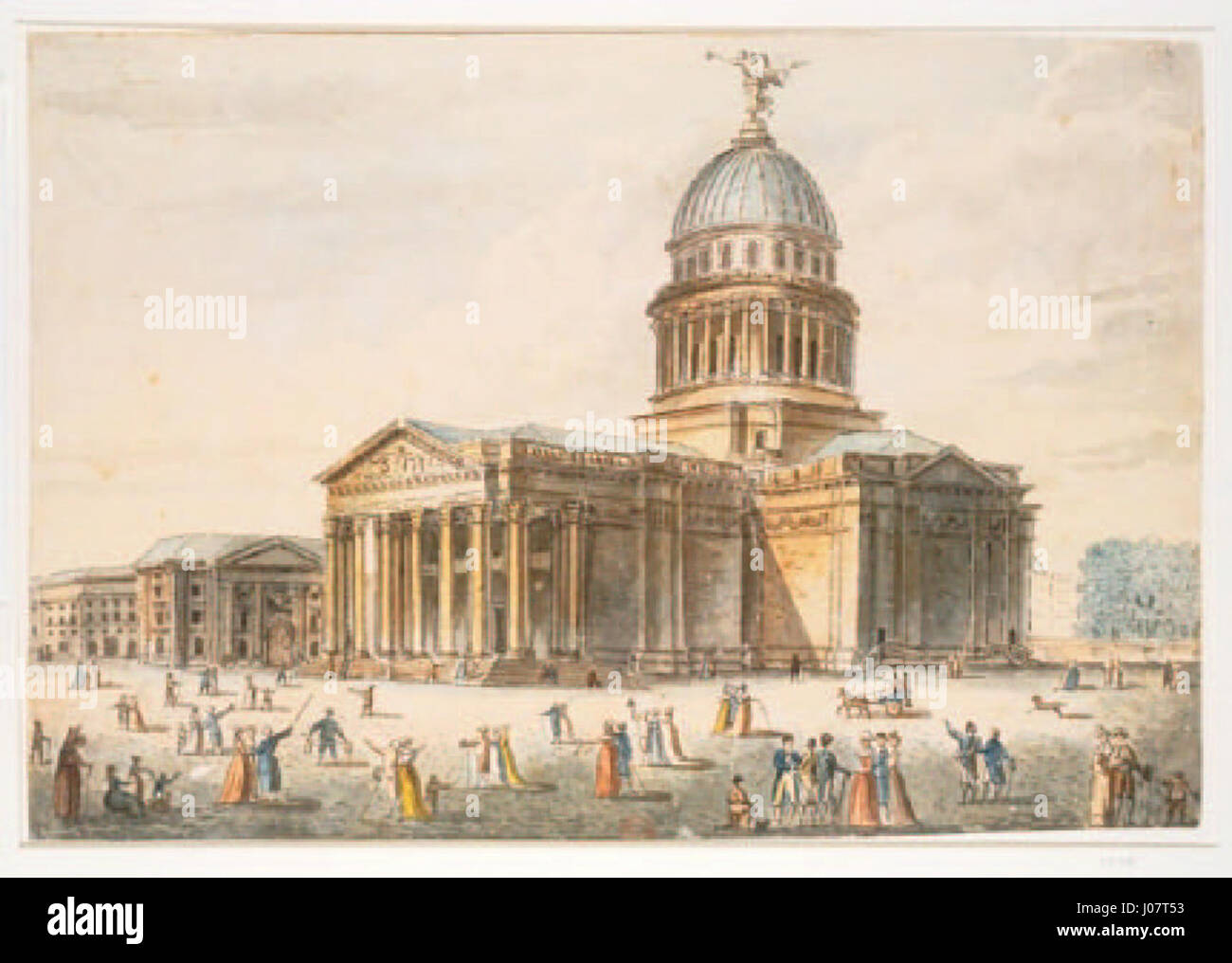 Das 1792 erbaute Panthéon in Paris ist ein bedeutendes neoklassizistisches Denkmal, das ursprünglich als Kirche diente. Heute fungiert es als Mausoleum, in dem die Überreste französischer Persönlichkeiten untergebracht sind. Stockfoto