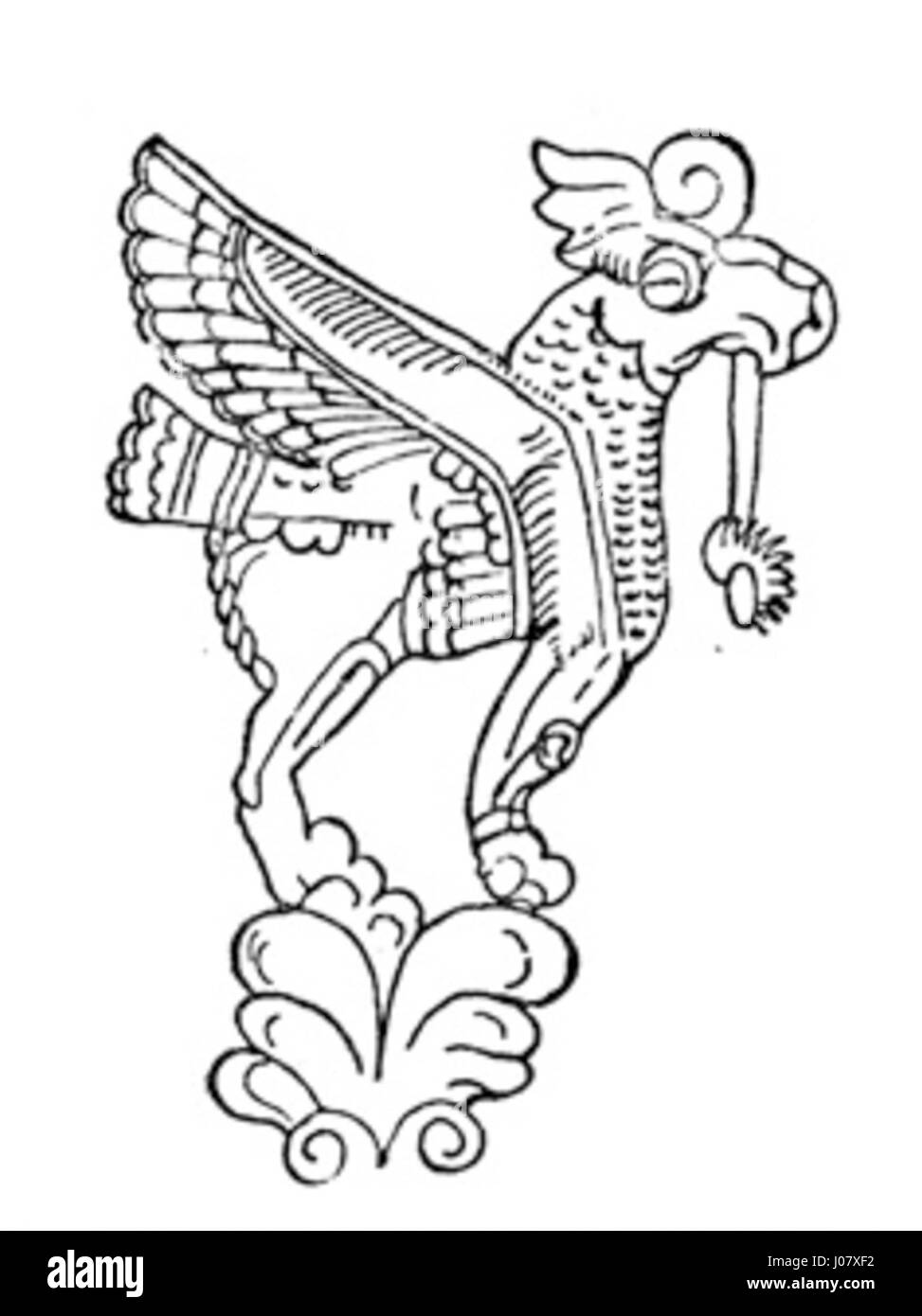 Der „Urartu-Gott Grifon“ bezieht sich auf ein altes Artefakt aus der urartianischen Zivilisation, das einen greif darstellt, eine mythische Kreatur, die oft mit Macht und Schutz in Verbindung gebracht wird. Das Artefakt symbolisiert die künstlerische und religiöse Kultur von Urartu. Stockfoto