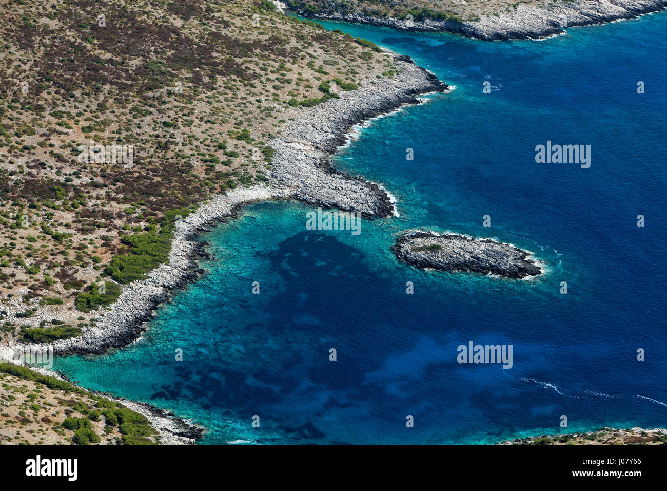 Luftaufnahme der Insel Lastovo, Kroatien Stockfoto