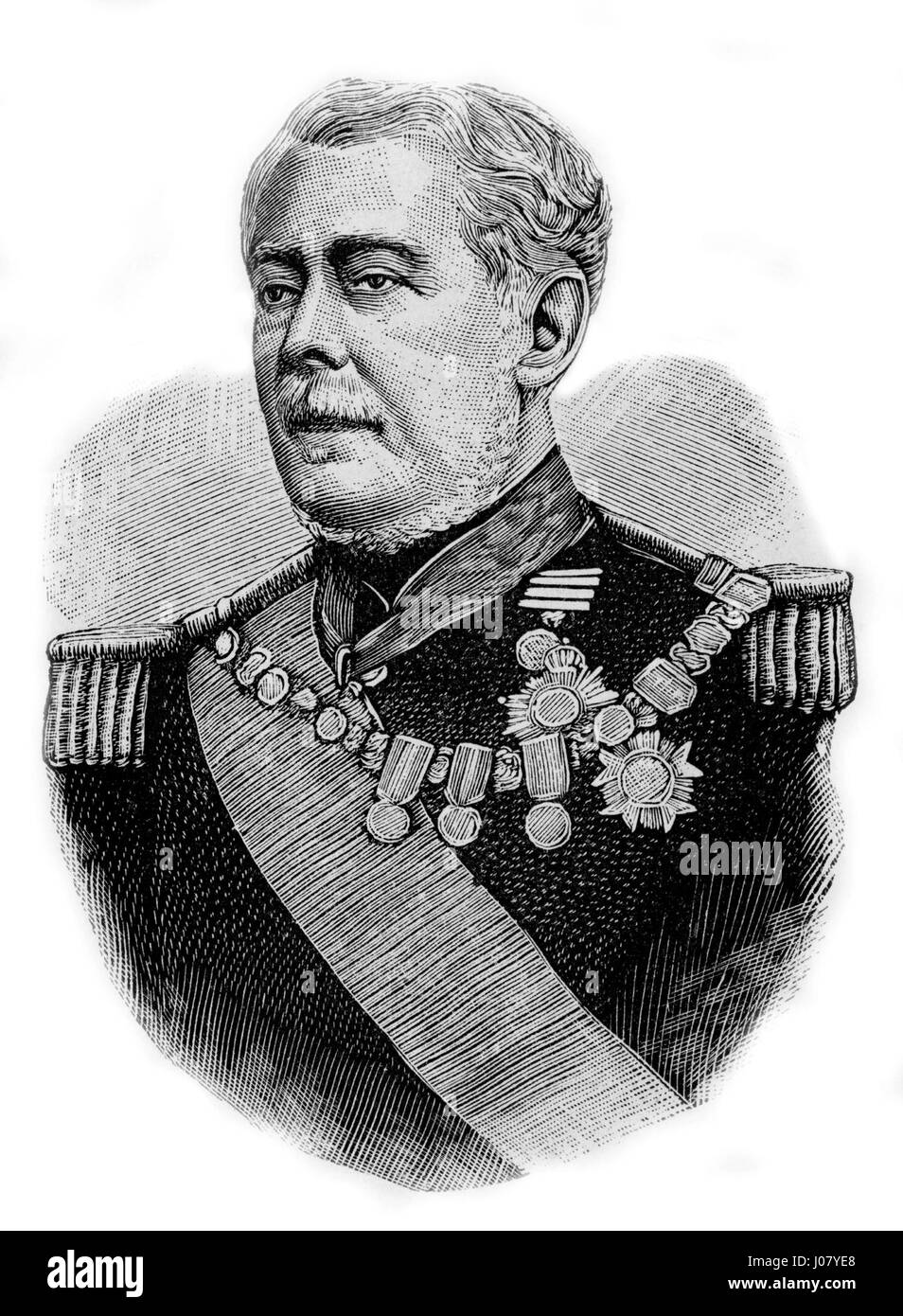 Luís Alves de Lima e Silva war ein prominenter brasilianischer Militärführer und Politiker im 19. Jahrhundert. Er ist bekannt für seine Rolle im Unabhängigkeitskrieg und seine Beiträge zum brasilianischen Reich. Stockfoto