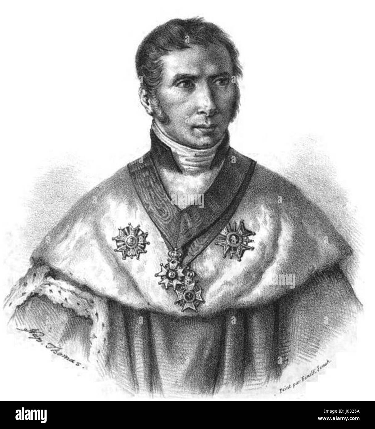 Ein Porträt von Dupin, Procureur général am Cour de cassation. Dupin war im 19. Jahrhundert eine wichtige juristische Person in Frankreich, bekannt für seine bedeutenden Beiträge zum französischen Recht und zur Rechtsprechung. Stockfoto