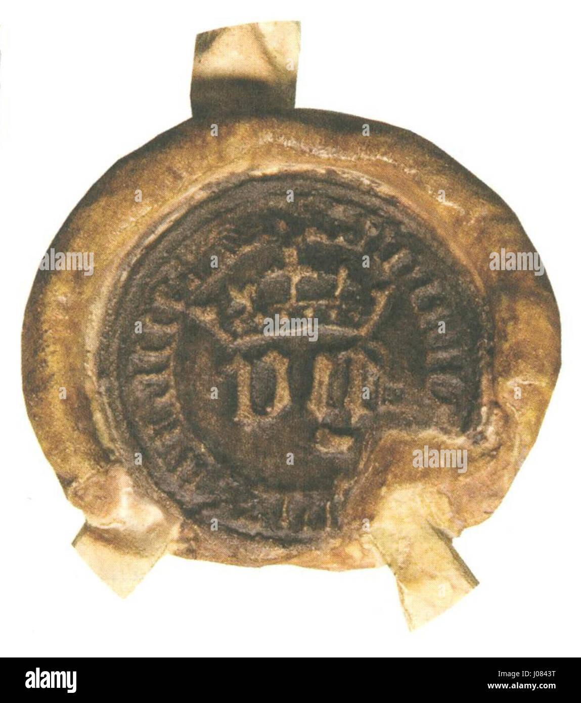 Das Nedendals City Siegel, ein wichtiges Symbol für die Identität und historische Regierungsführung der Stadt. Das Siegel repräsentiert die Autorität und das Erbe der Region. Stockfoto