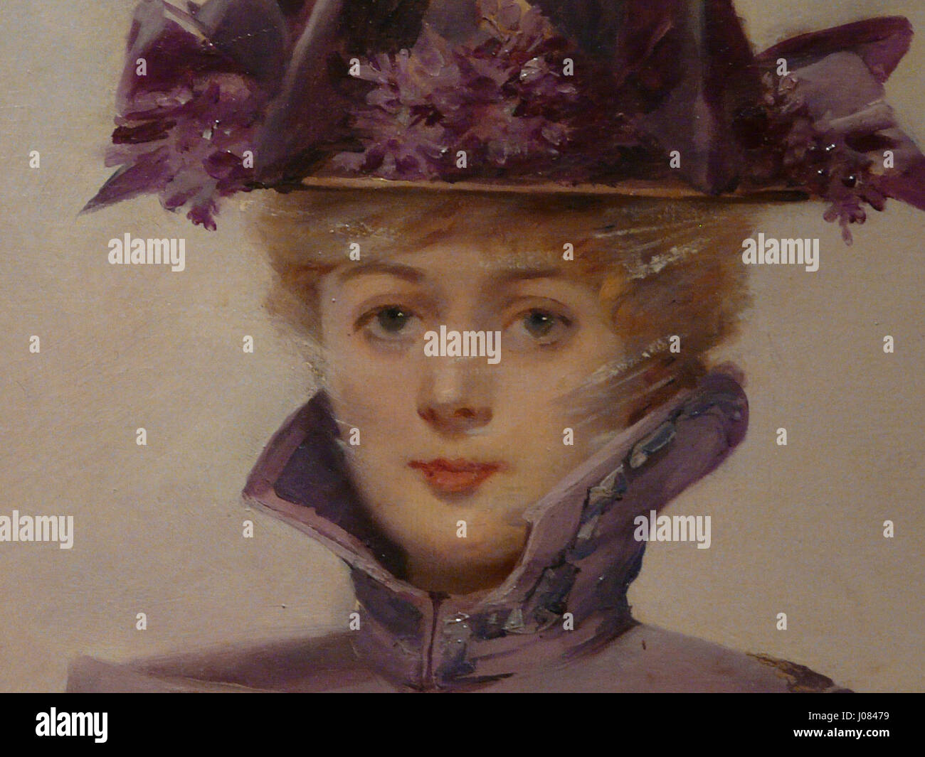 Louise Abbemas Gemälde „L'Elégante“ aus dem Jahr 1894 fängt die Pariser Eleganz der Zeit ein und zeigt eine modische Frau am berühmten Place de la Concorde. Die detaillierten Pinselarbeiten und die raffinierte Komposition spiegeln den Fin de Siècle-Stil des späten 19. Jahrhunderts wider. Stockfoto