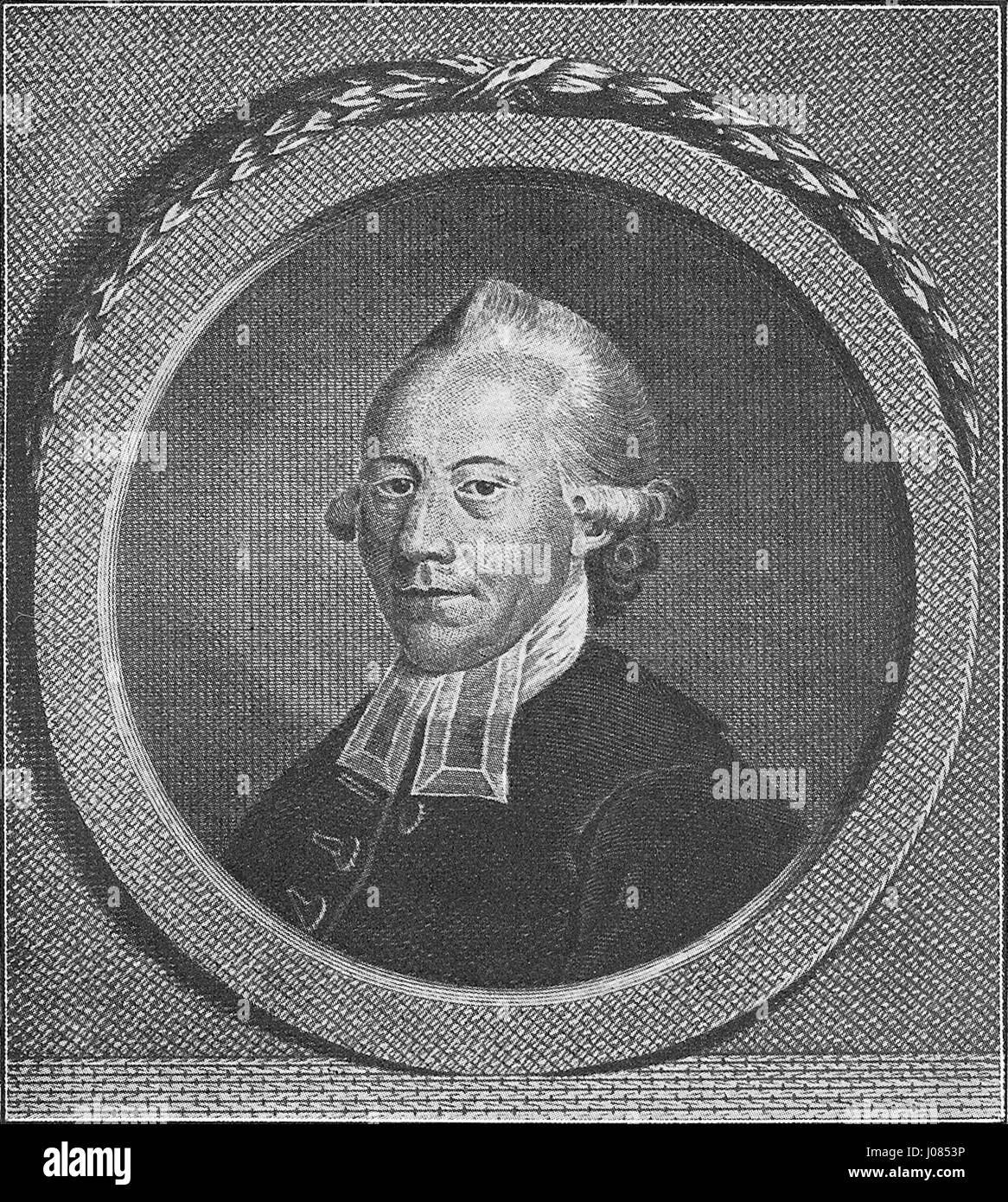 Johann August Starck war ein deutscher Künstler, der für seine Porträts und historischen Szenen bekannt war. Seine Werke zeigten oft Figuren aus dem 18. Jahrhundert mit einem Fokus auf Realismus und Feinheiten. Stockfoto