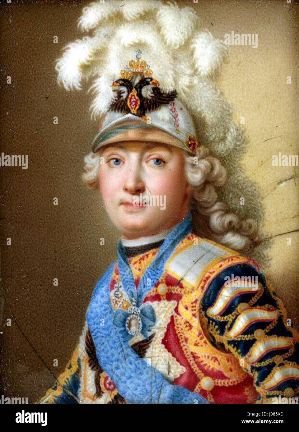 Das Artwork von A.I. Chernuy mit dem Titel 'G. D09Erlov“ spiegelt den Stil und die künstlerischen Strömungen aus der russischen Zeit des 18. Jahrhunderts wider, die im Eremitage-Museum ausgestellt wurden, und zeigt das komplizierte Design und die Technik, die für diese Zeit charakteristisch sind. Stockfoto