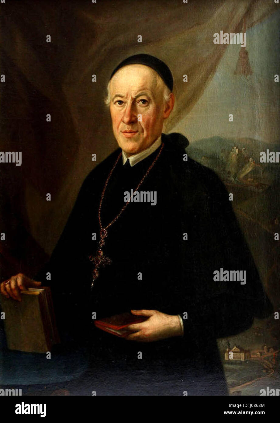 Maria Anna Mosers Porträt von Pirmin Seidl fängt das Motiv mit akribischer Detailtreue und ausdrucksstarken Pinselarbeiten ein und spiegelt ihr Können als Porträtistin im Österreich des 18. Jahrhunderts wider. Moser war bekannt für ihre emotionale Tiefe und ihre subtile Charakterdarstellung. Stockfoto