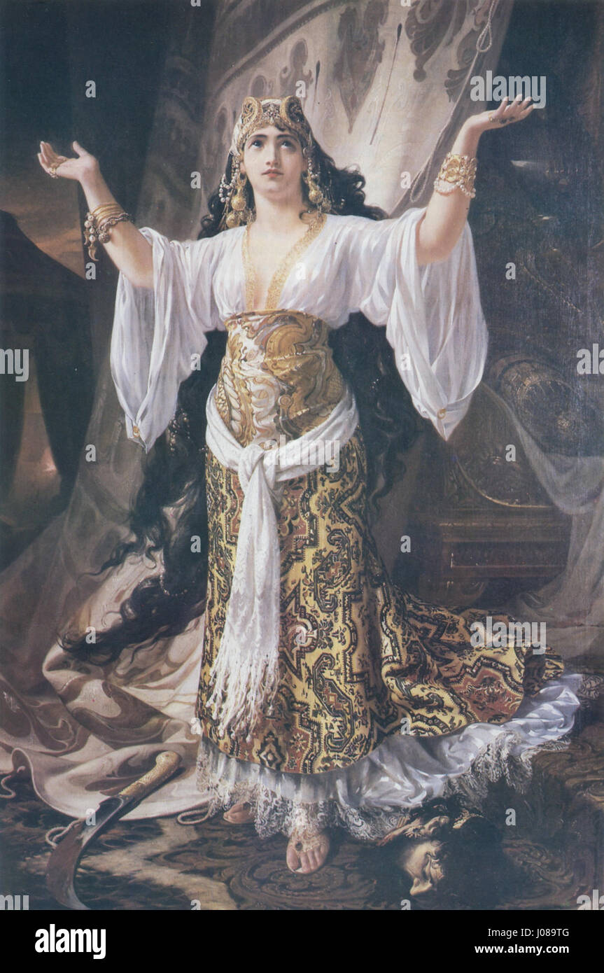 Pedro Américos „Judith rende gracas a Jeov“ zeigt die biblische Heldin Judith, die Gott nach ihrem Triumph über Holofernes dankt. Das Gemälde fängt den Moment der Dankbarkeit und des göttlichen Sieges in klassischem, detailliertem Stil ein. Stockfoto Pedro Américos „Judith rende gracas a Jeov“ zeigt die biblische Heldin Judith, die Gott nach ihrem Triumph über Holofernes dankt. Das Gemälde fängt den Moment der Dankbarkeit und des göttlichen Sieges in klassischem, detailliertem Stil ein. Stockfoto