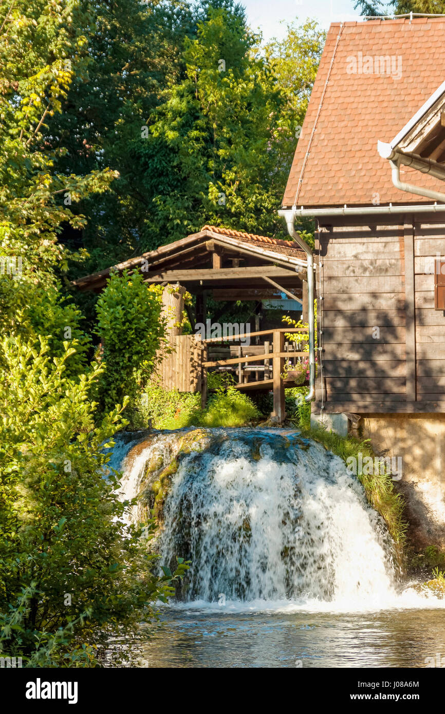Mühle am Slunjcica Fluss in Rastoke Dorf in der Nähe von Slunj, Kroatien Stockfoto