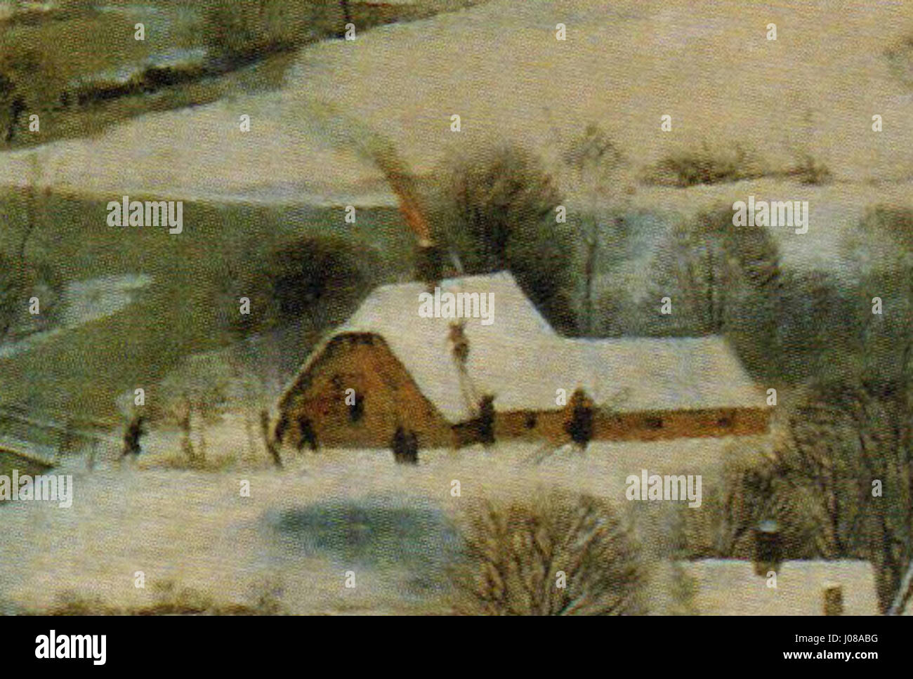 „Die Jäger im Schnee“ ist ein Meisterwerk von Pieter Bruegel dem Älteren, das eine Gruppe von Jägern darstellt, die nach einer Winterjagd in ein Dorf zurückkehren. Die Szene spiegelt die Härte des Winters wider, wobei der Schwerpunkt auf dem alltäglichen Leben der Bauern im 16. Jahrhundert liegt. Stockfoto