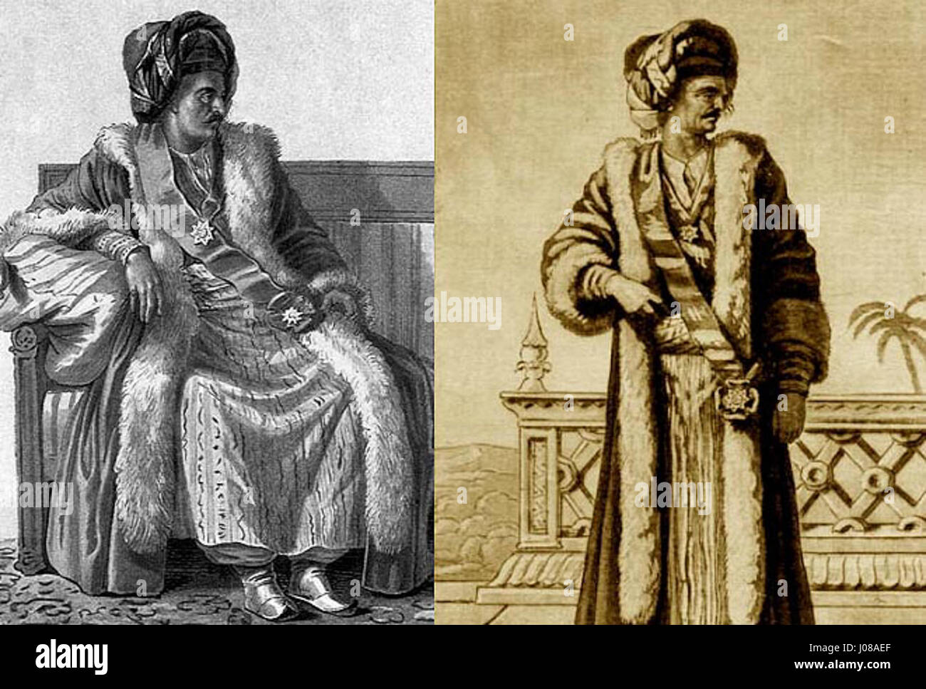 Prinz David Melik Schahnazarian, eine prominente Figur aus Berg-Karabach, diente als Gesandter Napoléon Bonapartes in Persien. Seine Rolle unterstreicht die diplomatischen Verbindungen zwischen Frankreich und Persien im frühen 19. Jahrhundert. Stockfoto