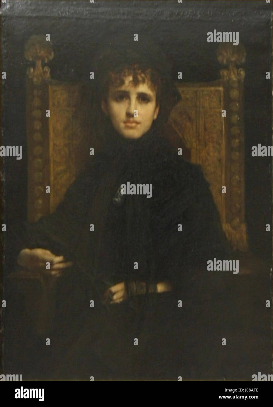 Jules-Elie Delaunays Porträt von Madame Georges Bizet fängt die Eleganz und Anmut der Frau des Komponisten Georges Bizet ein und präsentiert ihr raffinierte Details, die die französische Tradition des künstlerischen Porträts des 19. Jahrhunderts widerspiegeln. Stockfoto