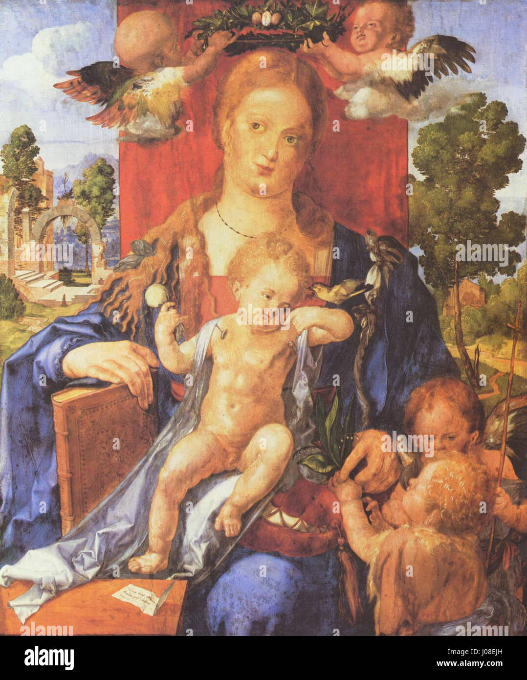 Albrecht Dürer (1471–1528) war ein deutscher Renaissance-Künstler, der für seine hochwertigen Holzschnitte, Stiche und Gemälde bekannt war. Seine Werke verbinden den Realismus der nördlichen Renaissance mit einer Beherrschung des Details, wobei er oft religiöse, mythologische und Selbstporträts erforscht. Dürers Einfluss auf die europäische Kunst ist nach wie vor tief greifend. Stockfoto