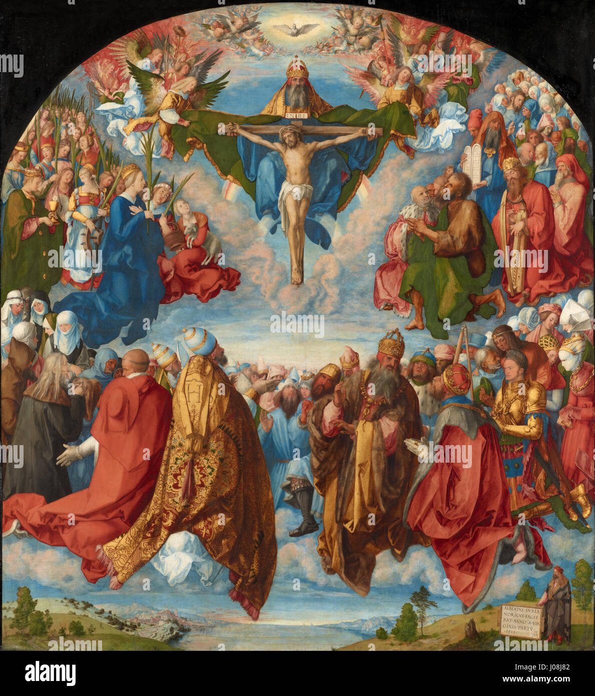 Albrecht Dürer - Anbetung der Dreifaltigkeit (Landauer Altar)- Stockfoto
