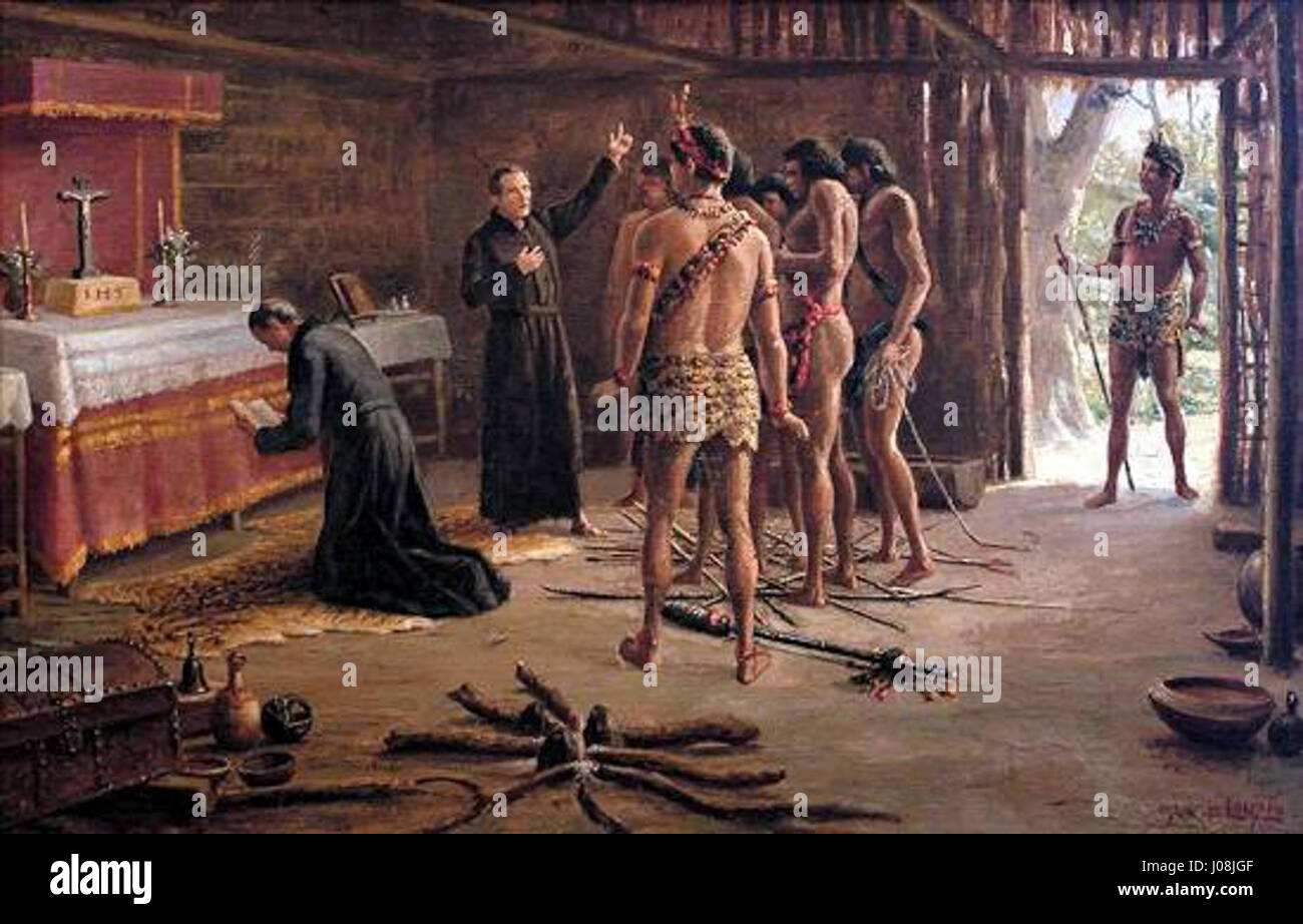 Benedito Calixto - Anchieta e Nóbrega Na Cabana de Pindobuçu Stockfoto