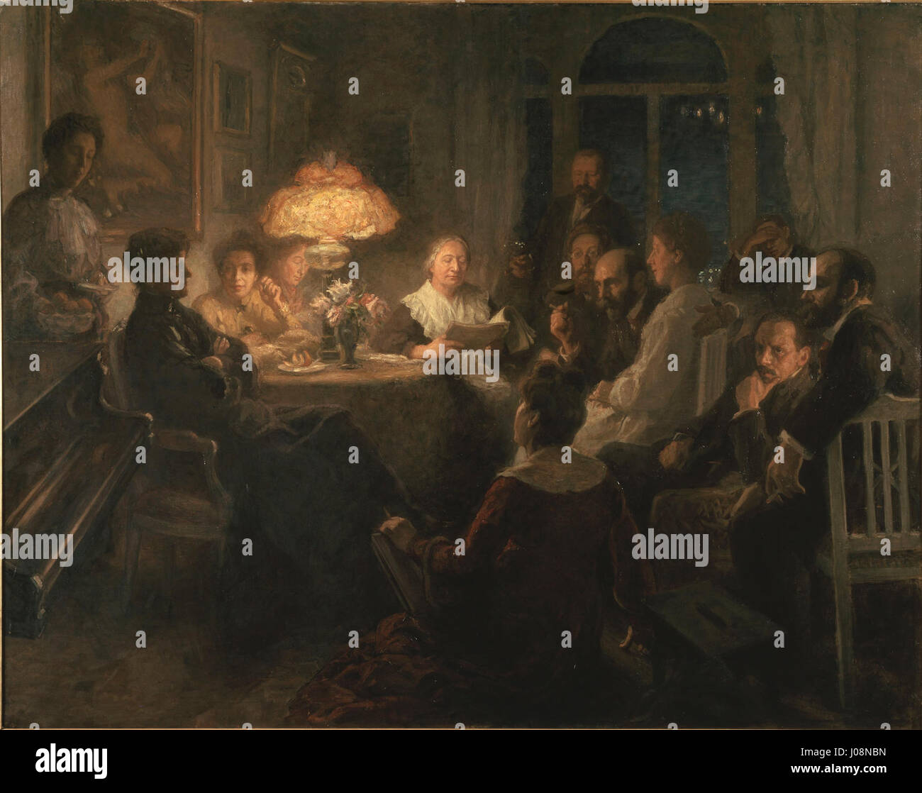 Hanna Pauli-Vänner war eine finnische Künstlerin, die für ihren lebhaften Einsatz von Farbe und Licht in Porträts bekannt ist. Ihre Werke zeigen oft Frauen in häuslichen und sozialen Umgebungen, wobei sie ihre Persönlichkeiten und Rollen in der Gesellschaft einfangen. Stockfoto