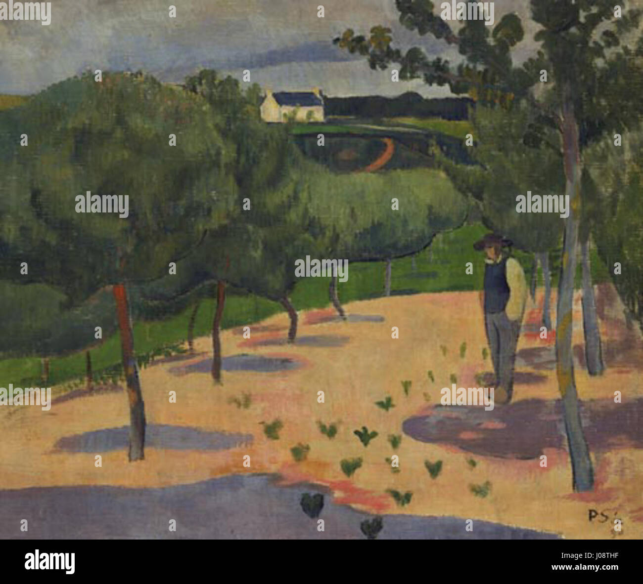 Paul Sérusiers „Printemps“ (Frühling), gemalt in Pouldu, zeigt die Lebendigkeit der Natur während der Frühlingssaison und spiegelt seine Teilnahme an der Pont-Aven Schule und dem postimpressionistischen Stil wider. Stockfoto