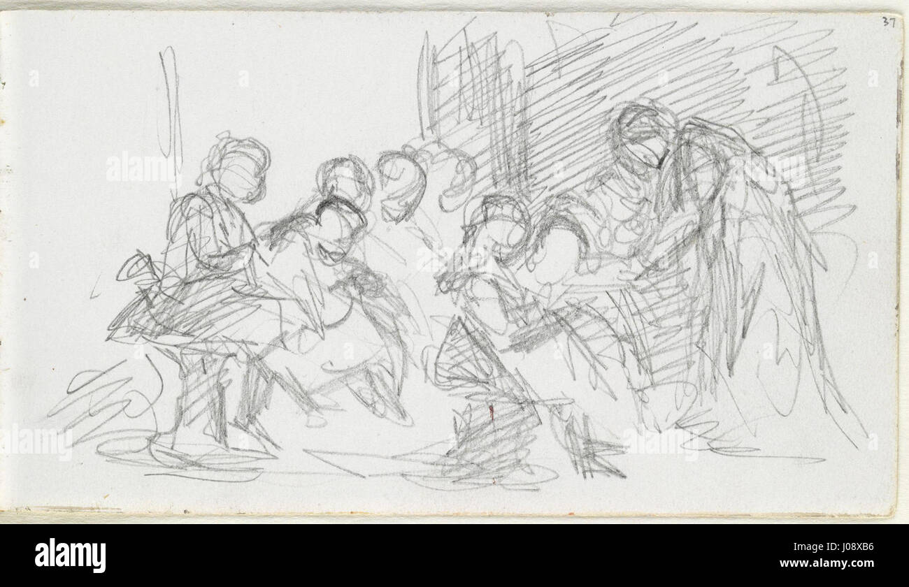 Skizze der unbekannten Frau und Kinder, möglicherweise in einem Klassenzimmer von Louisa Anne (geb. Stuart), Marquise von Waterford Stockfoto