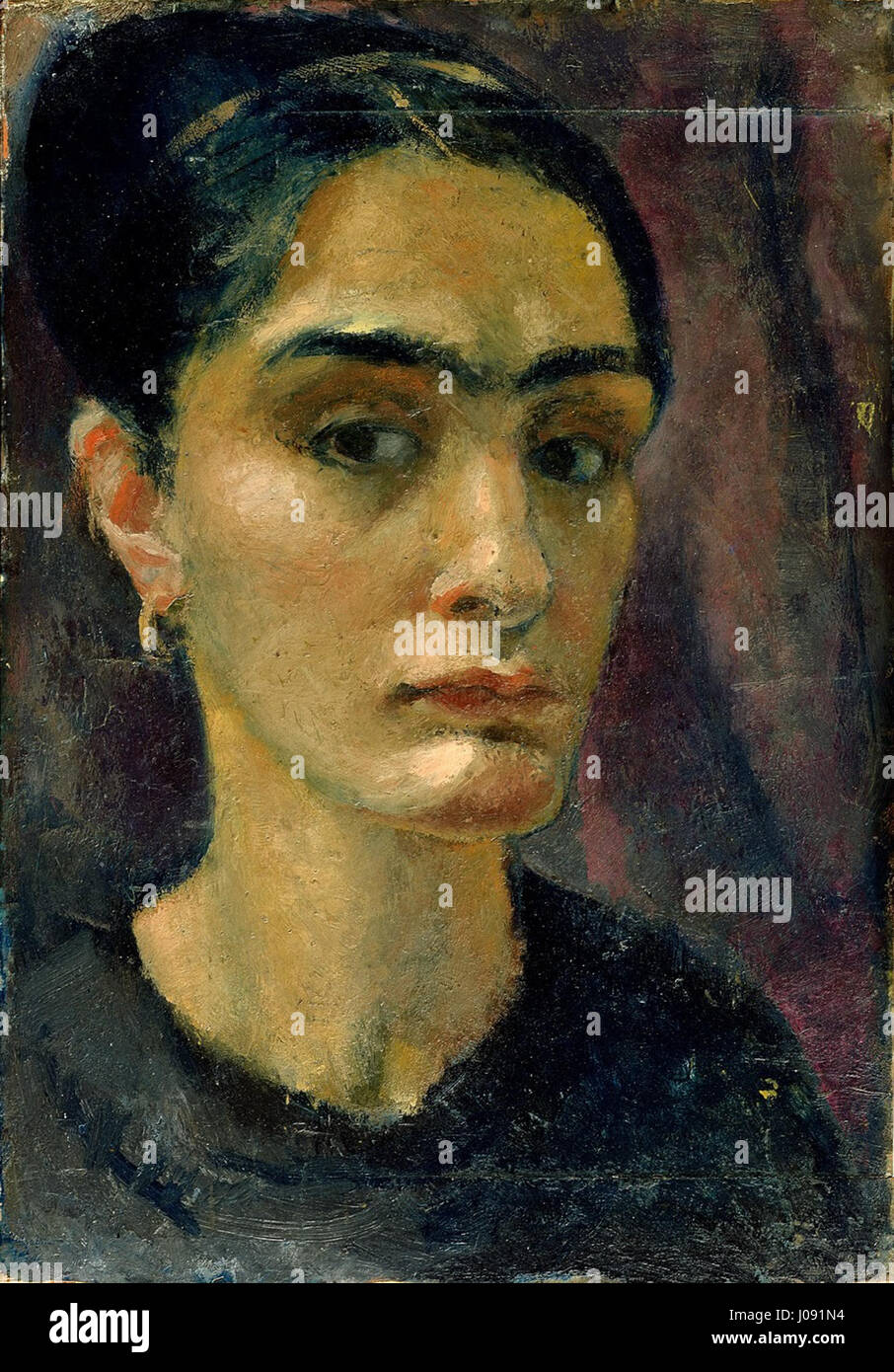 Anita Rées Selbstporträt ist ein bedeutendes Werk des deutschen Expressionismus. Das Porträt zeigt die Künstlerin selbst, wobei sie ihre inneren Emotionen und die Intensität der Selbstreflexion einfängt, die in der expressionistischen Kunst üblich ist. Stockfoto