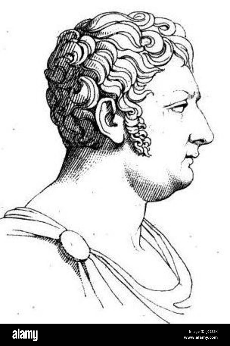 Das Werk von Louis Nourrit, das auf dem Design von Flatters basiert, präsentiert eine raffinierte Darstellung einer klassischen Figur, die sowohl realistische als auch idealisierte Elemente in der Darstellung des Themas vereint. Stockfoto