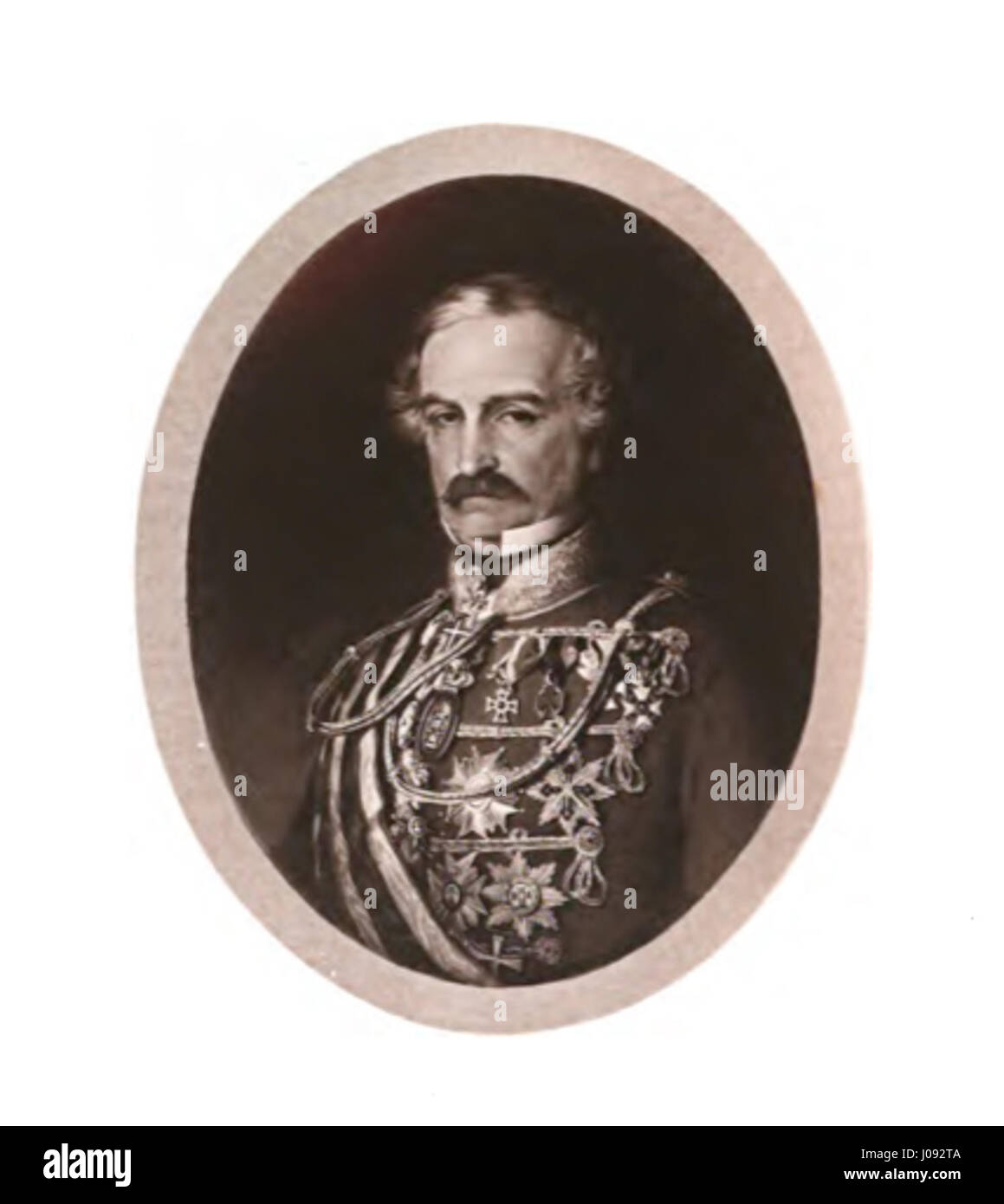 Das 1851 gemalte Porträt von Charles von Hügel von Neugebauer zeigt den unverwechselbaren Stil europäischer Porträts aus der Mitte des 19. Jahrhunderts. Das Werk hebt von Hügels prominenten Status hervor und spiegelt seine Persönlichkeit und sein gesellschaftliches Ansehen wider. Stockfoto