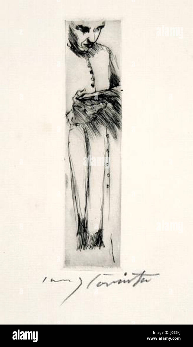 Lovis Corinths „Lesender Mönch“ fängt einen kontemplativen Moment im Leben eines Mönchs ein und konzentriert sich dabei auf die Beschäftigung der Figur mit einem Text. Das Gemälde betont den inneren Fokus des Mönchs und die ruhige Atmosphäre der Szene. Stockfoto