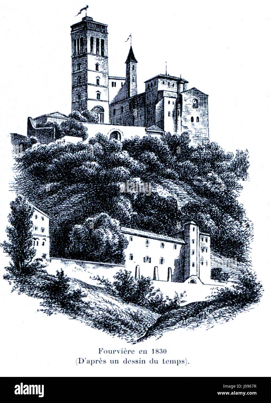 Diese Illustration aus „Histoire des églises et Chapelles de Lyon“ (1908) zeigt eine detaillierte historische Ansicht der Kirchen und Kapellen von Lyon, die architektonische Merkmale und die religiöse Geschichte der Region erfasst. Stockfoto Diese Illustration aus „Histoire des églises et Chapelles de Lyon“ (1908) zeigt eine detaillierte historische Ansicht der Kirchen und Kapellen von Lyon, die architektonische Merkmale und die religiöse Geschichte der Region erfasst. Stockfoto