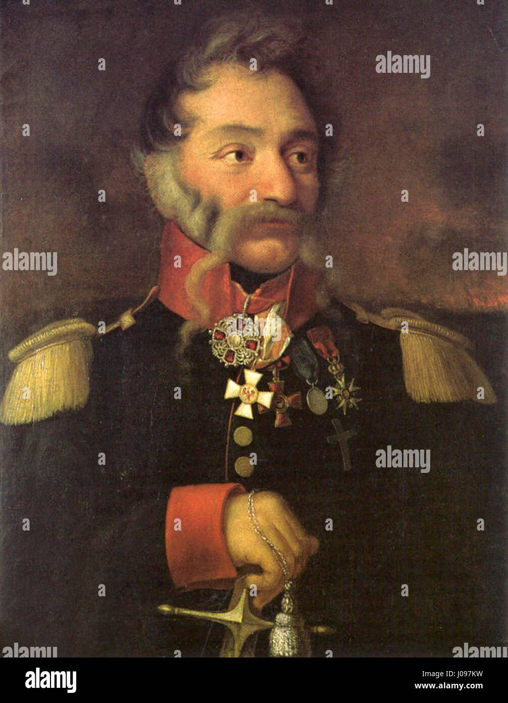 Das Porträt Prendel ist ein Porträt, das ein Motiv namens Prendel darstellt. Das Kunstwerk fängt das Motiv in einem traditionellen Stil des 19. Jahrhunderts ein, mit Aufmerksamkeit auf Kleidung, Gesichtszüge und Ausdruck, wodurch die Porträttechniken der Epoche hervorgehoben werden. Stockfoto