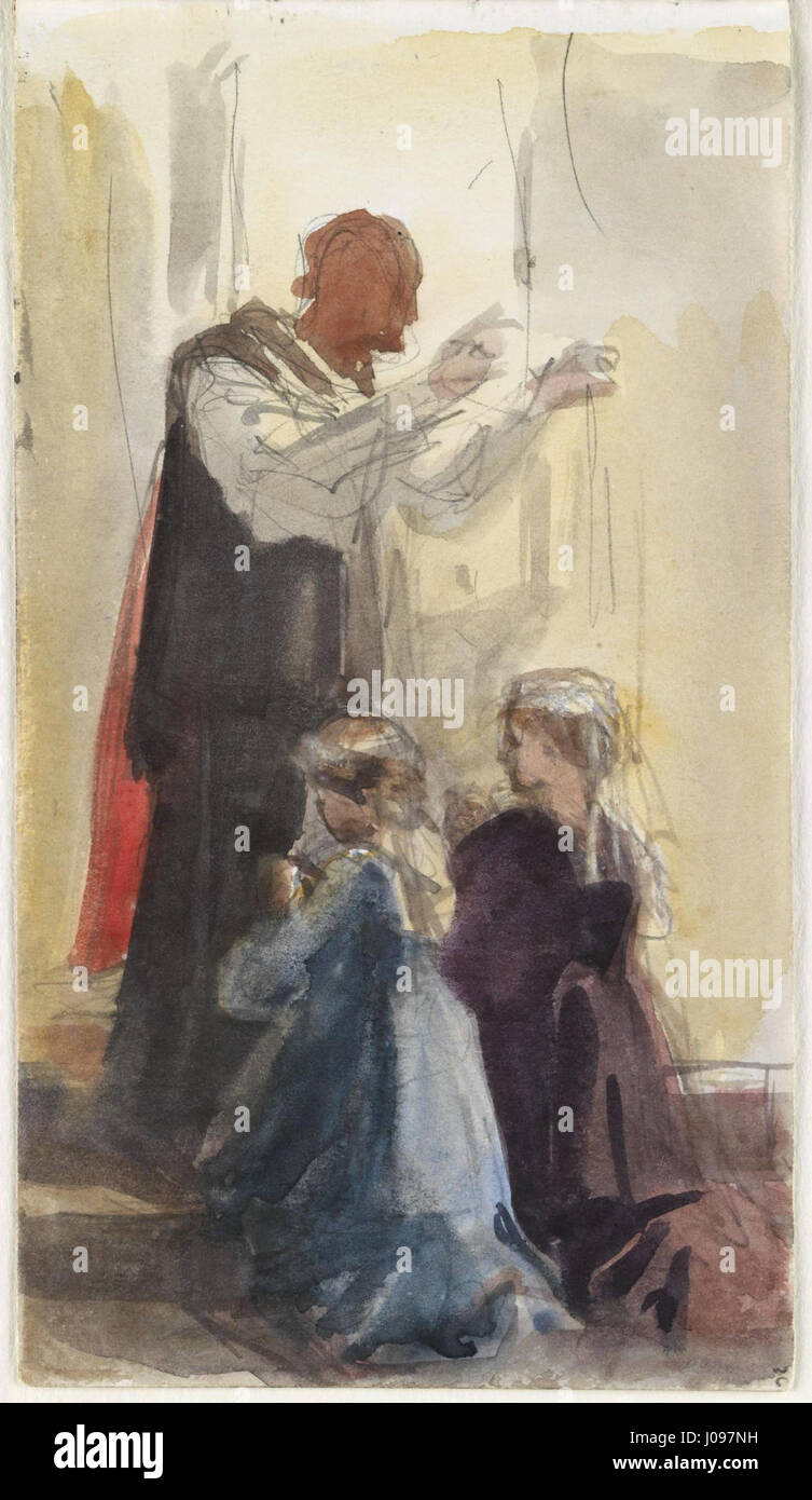 Priester Segen zwei unbekannte Mädchen von Louisa Anne (geb. Stuart), Marquise von Waterford Stockfoto