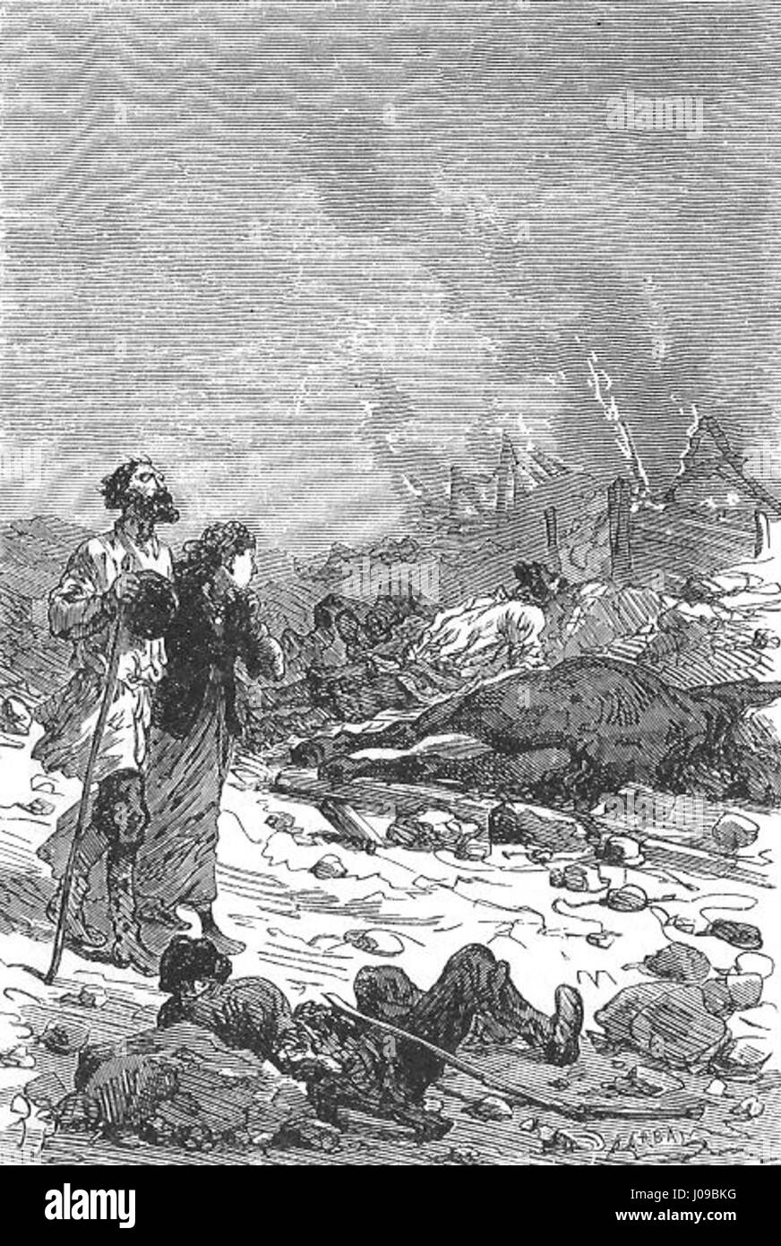 „Michael Strogoff“ von Jules Féret ist eine illustrierte Ausgabe des berühmten Abenteuerromans von Jules Verne. Die Geschichte folgt der heldenhaften Reise von Michael Strogoff, einem Kurier, der während einer Kriegszeit wichtige Informationen in ganz Sibirien liefern soll. Stockfoto