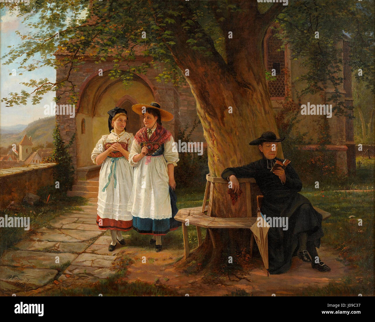 August Voirols „ein stilles Plätzchen“ aus dem Jahr 1902 zeigt einen friedlichen, ruhigen Ort, der durch seine sorgfältige Komposition und seine gedämpfte Farbpalette Ruhe und Selbstsicht hervorruft. Stockfoto