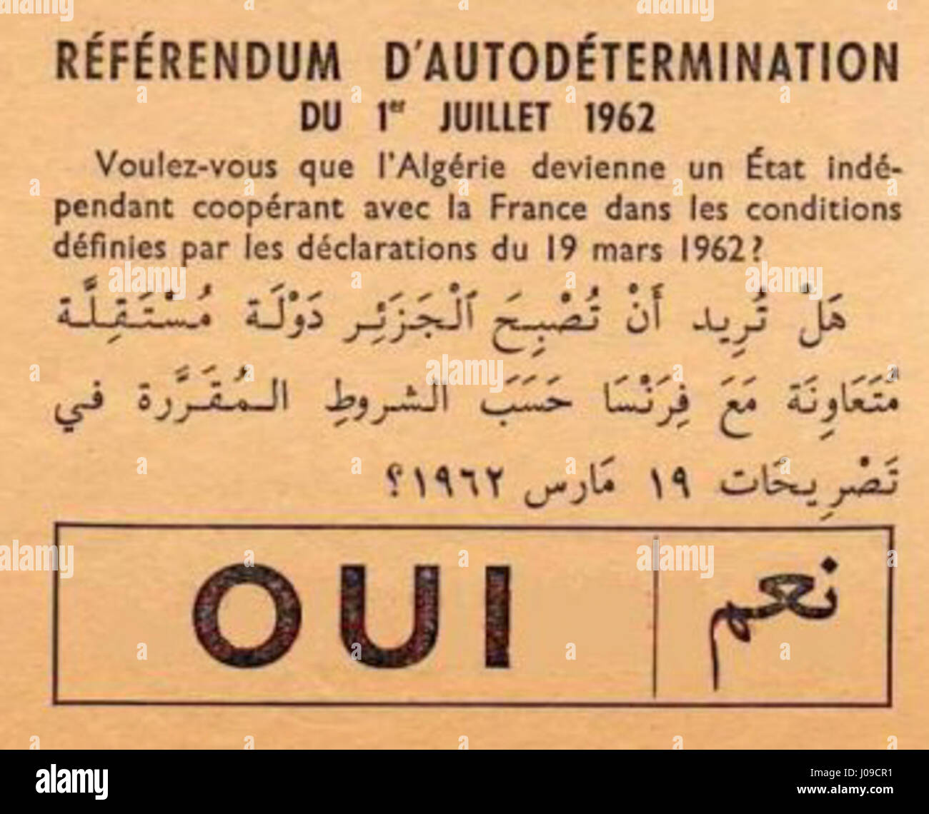 Das Bulletin de référendum bezieht sich auf das offizielle Dokument im Zusammenhang mit einem öffentlichen Referendum. Er enthält die Abstimmungsverfahren und Ergebnisse eines nationalen oder lokalen Referendums in Frankreich. Stockfoto