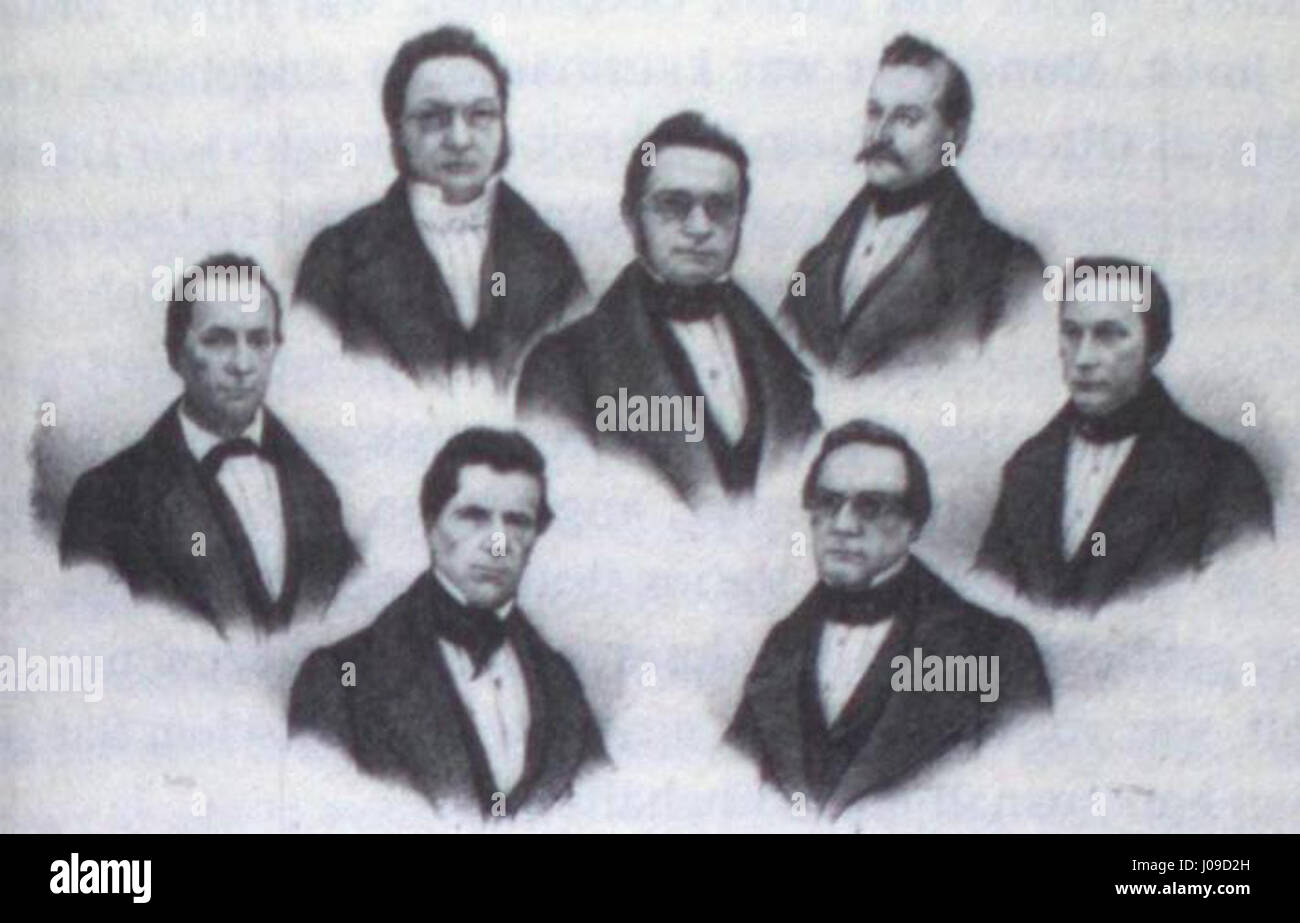 Der "Conseil fédéral 1848" bezieht sich auf die Bildung des Schweizerischen Bundesrates im Jahr 1848, ein Schlüsselmoment in der politischen Geschichte der Schweiz. Stockfoto