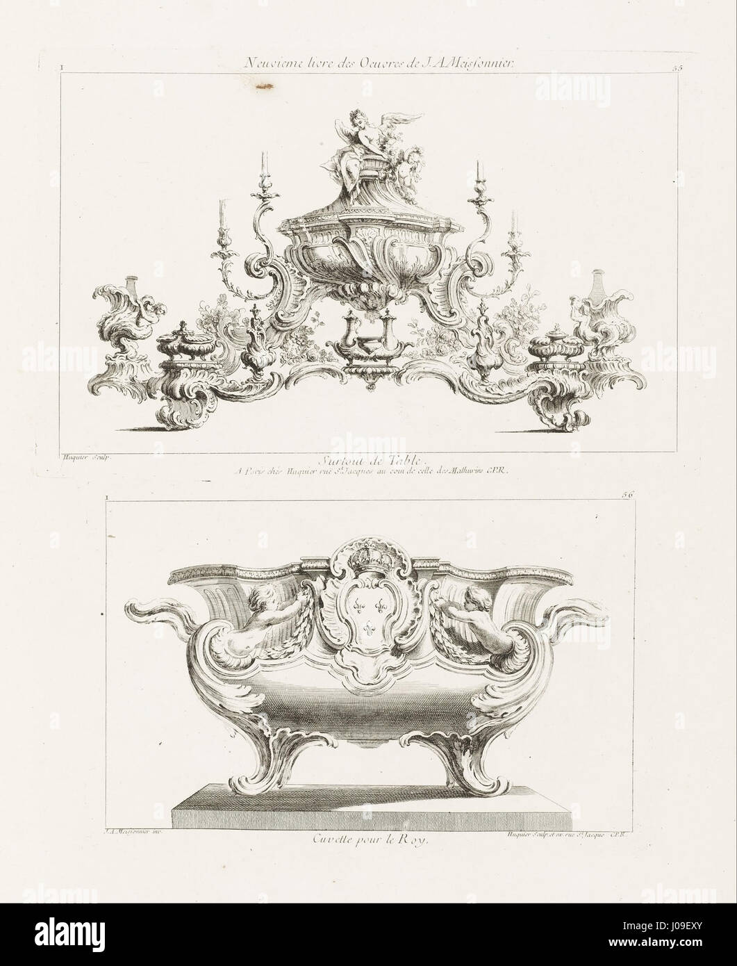 Juste-Aurèle Meissonnier - Neuvième Livre des Oeuvres de J.A Meissonnier, Surtout de Table (neunte Serie von Werken von J.A. Meis...- Stockfoto