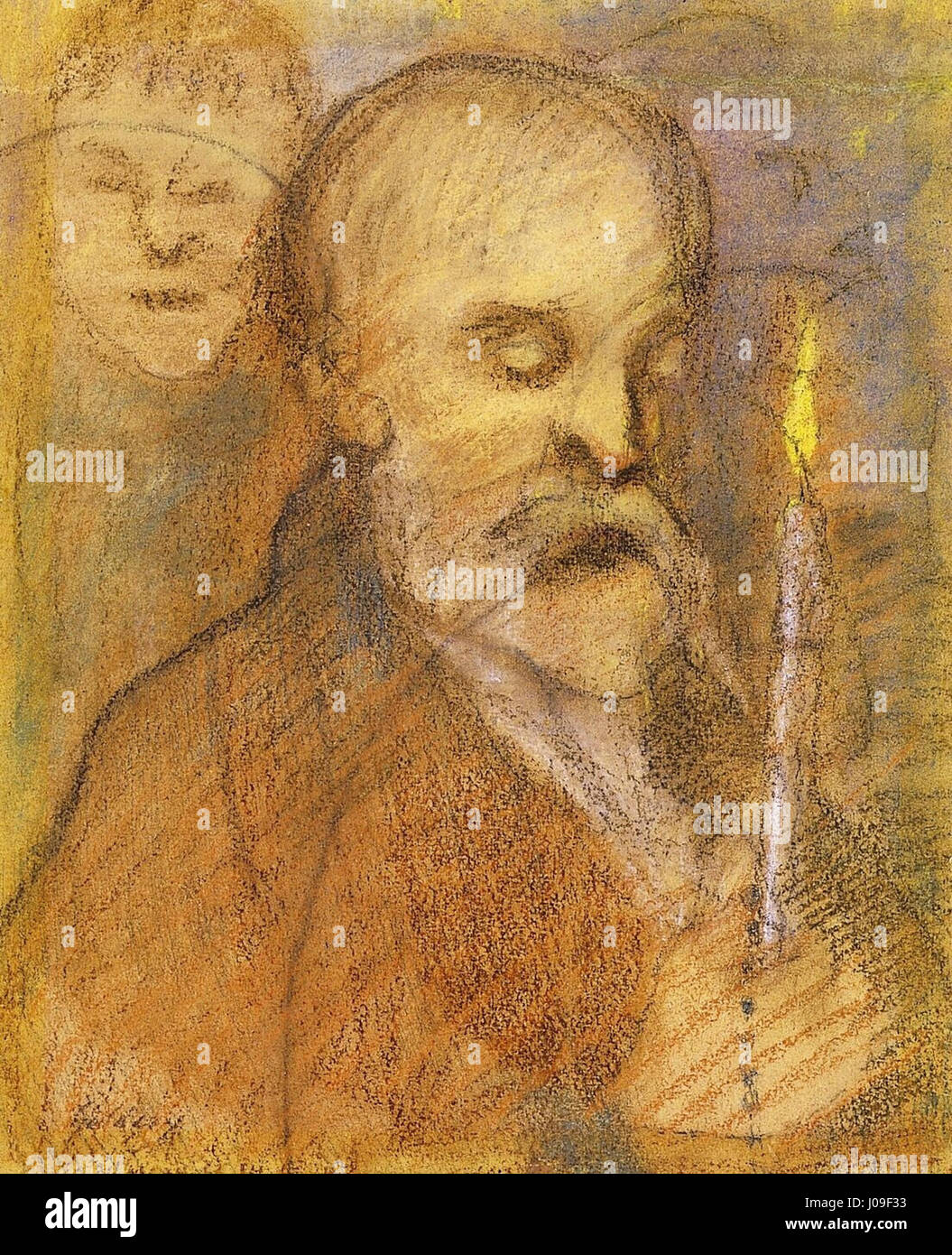 Eine Darstellung von Gulcsy einer Szene, die mit den Werken des Dichters Paul Verlaine zusammenhängt. Das Kunstwerk fängt die emotionale und poetische Essenz von Verlaines Poesie ein und verbindet literarische Inspiration mit bildender Kunst. Stockfoto