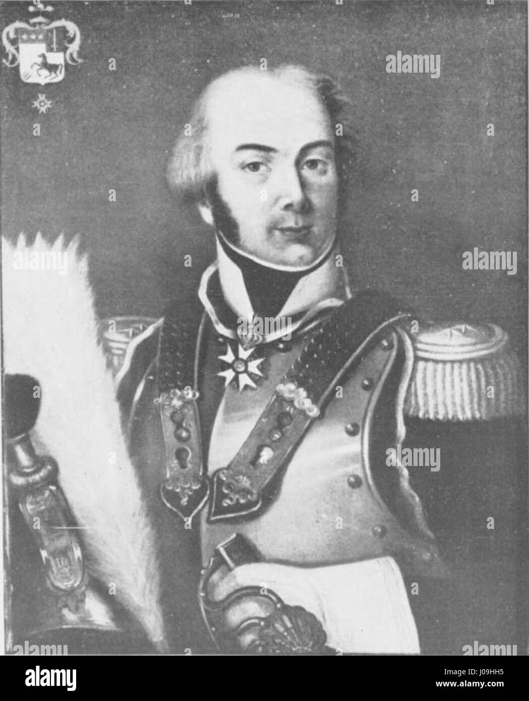 Das Porträt von Pierre Francois Lataye fängt das Gleichnis dieser historischen Figur ein und bietet Einblick in sein Aussehen und seine Rolle während seiner Zeit in der Geschichte. Stockfoto