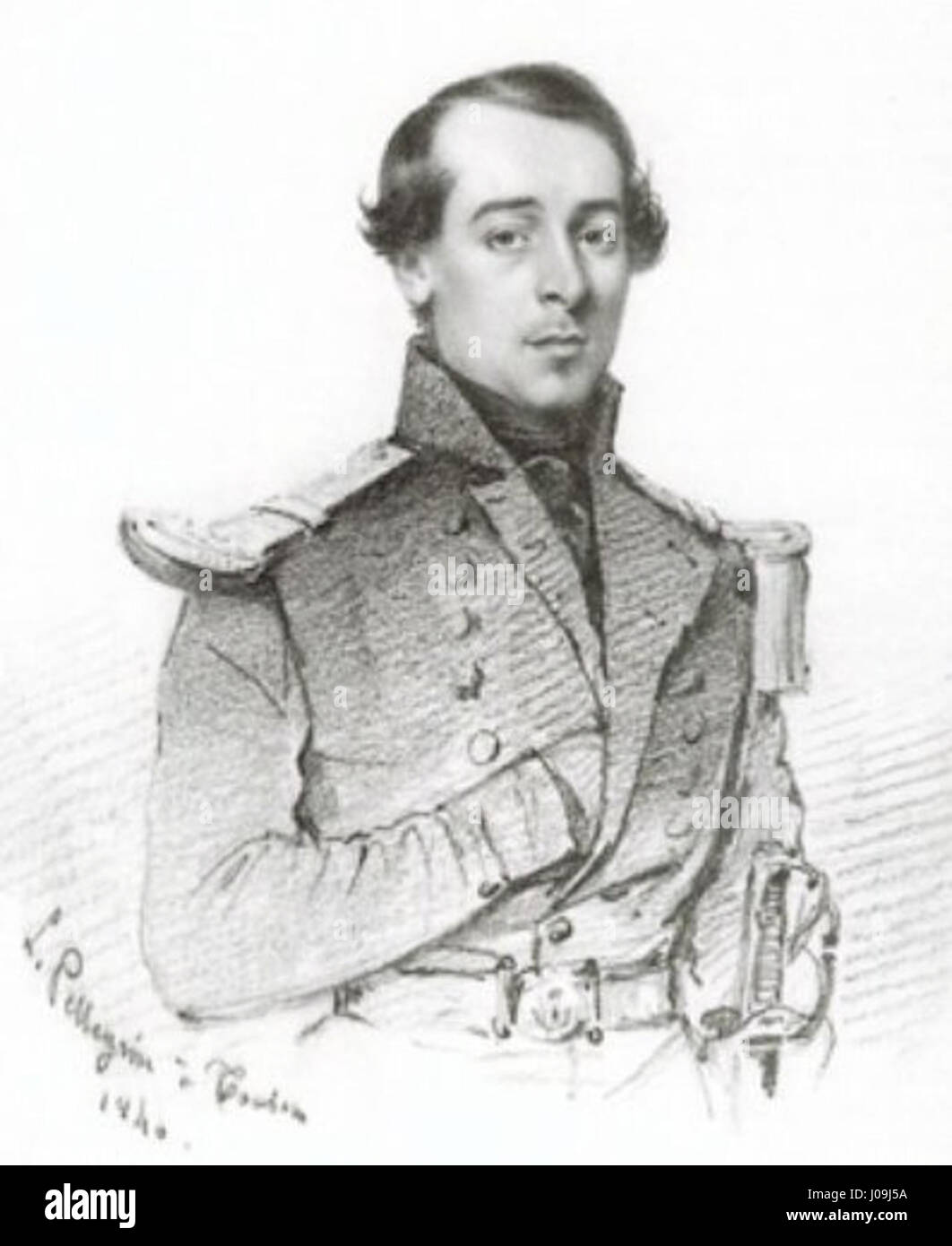 Dieses von L. Pellegrin gemalte Porträt zeigt René Gillotin, eine bemerkenswerte Figur aus Toulon. Er unterstreicht den detaillierten und realistischen Stil der Porträtmalerei aus dem 19. Jahrhundert und fängt Gillotin in einer eleganten, aber einfachen Komposition ein. Stockfoto