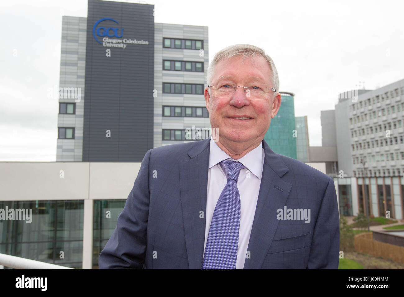 Sir Alex Ferguson an der Glasgow Caledonian University Stockfoto