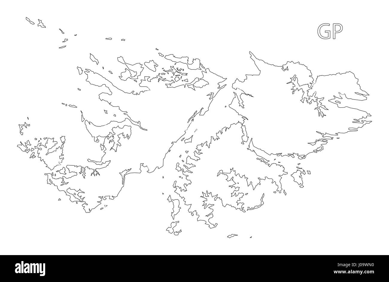 Falkland-Inseln skizzieren Silhouette Karte Abbildung Stock Vektor